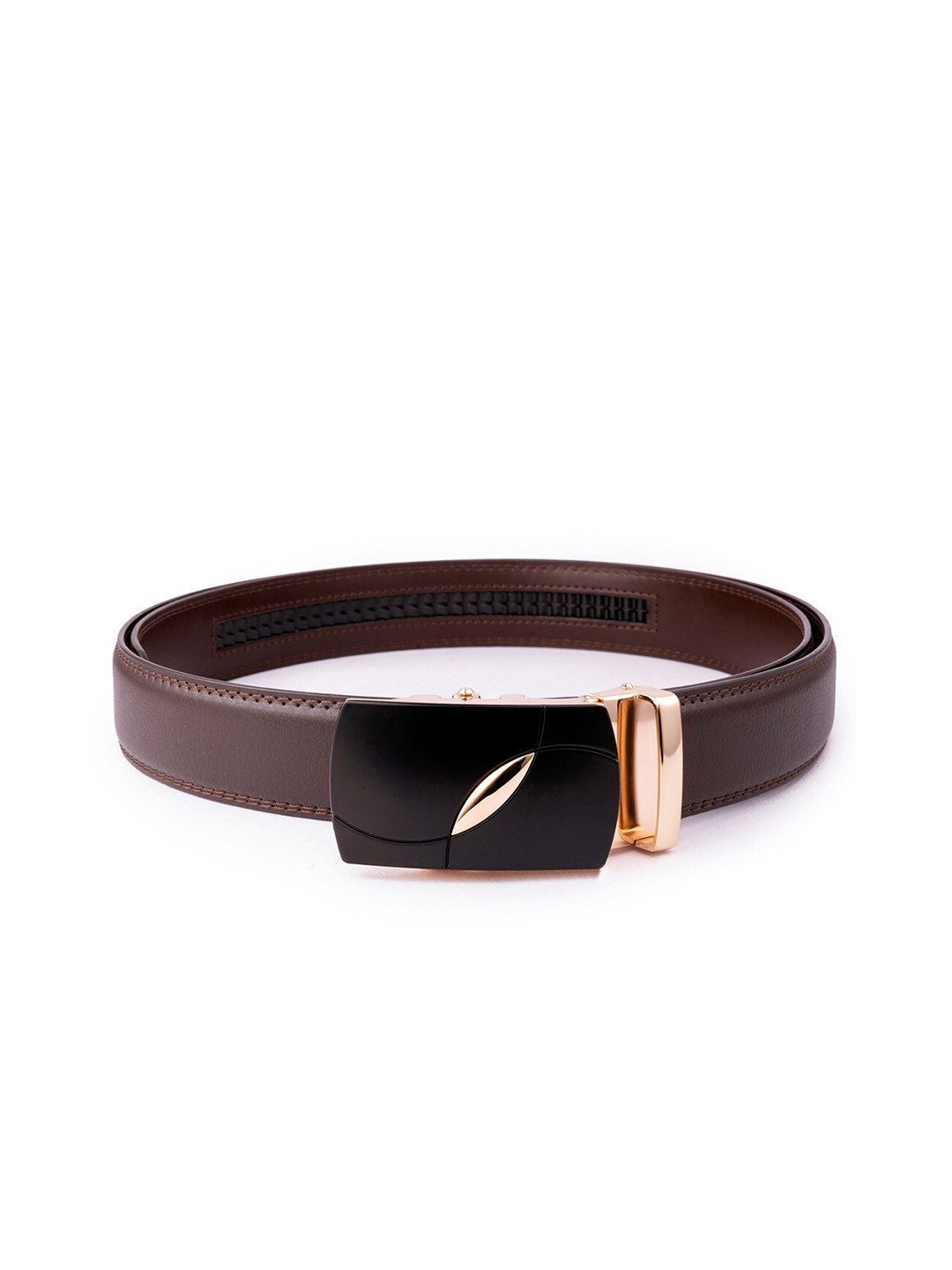 

BANGE Men Brown Textured Leather Formal Belt