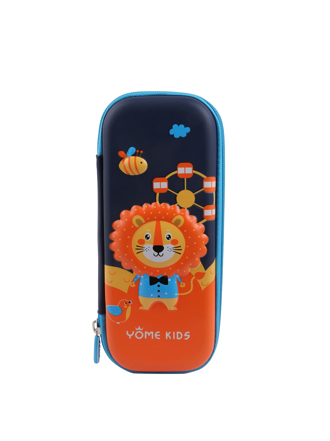 

Instabuyz Kids Navy Blue & Orange Printed Zipper Pencil Pouch
