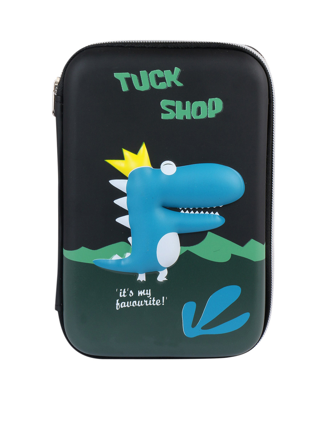 

Instabuyz Unisex Kids Black & Blue Printed Zipper Pencil Pouch