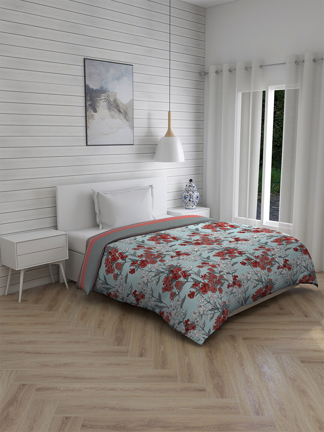 

Layers Blue & Red Floral AC Room 120 GSM Single Bed Comforter