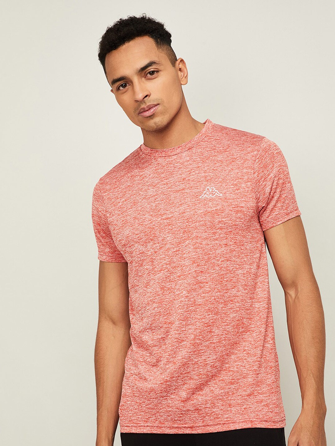 

Kappa Men Rust Self Design Slim Fit T-shirt