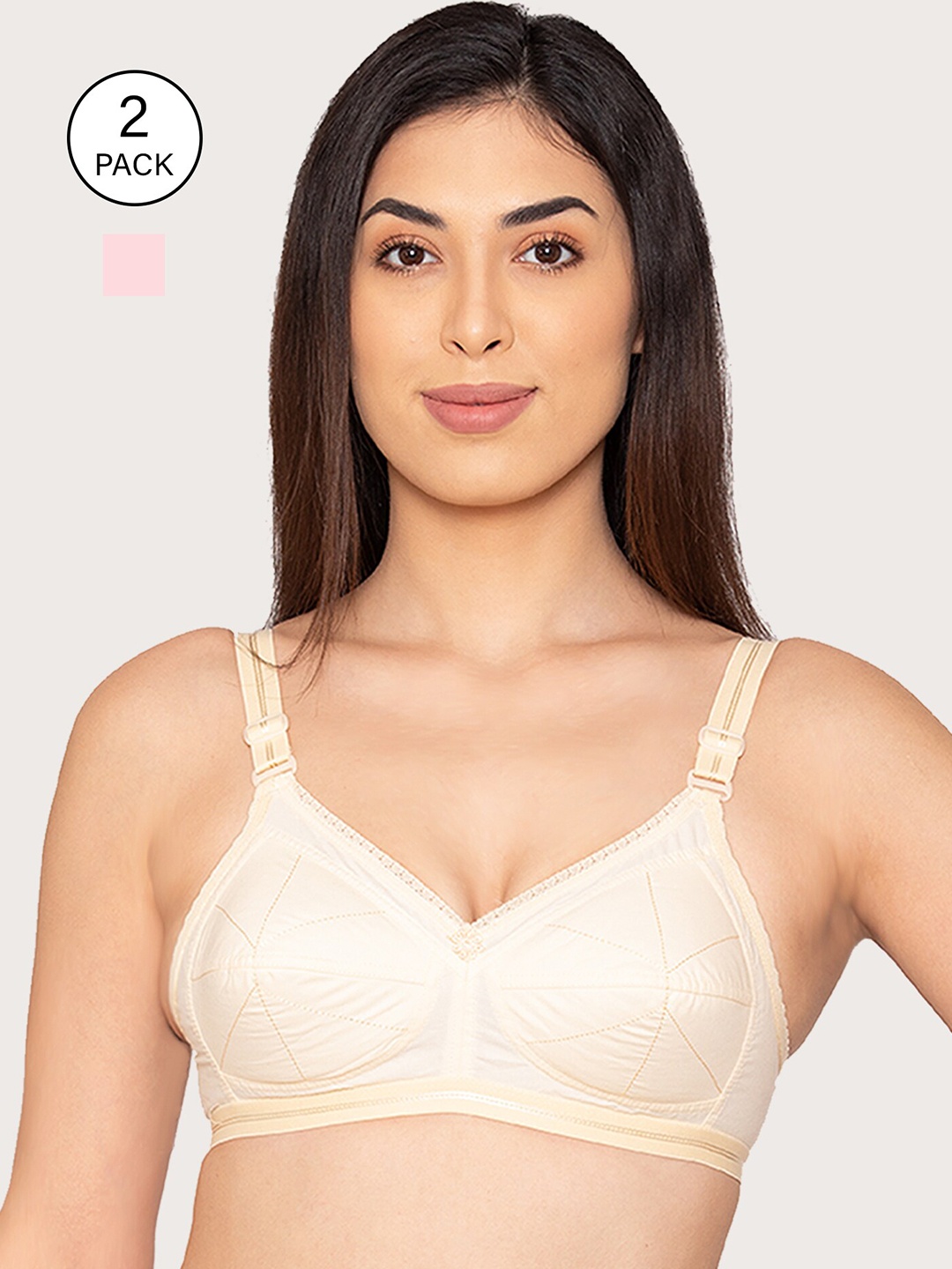 

Kalyani Beige & Pink Everyday Bra Pack of 2