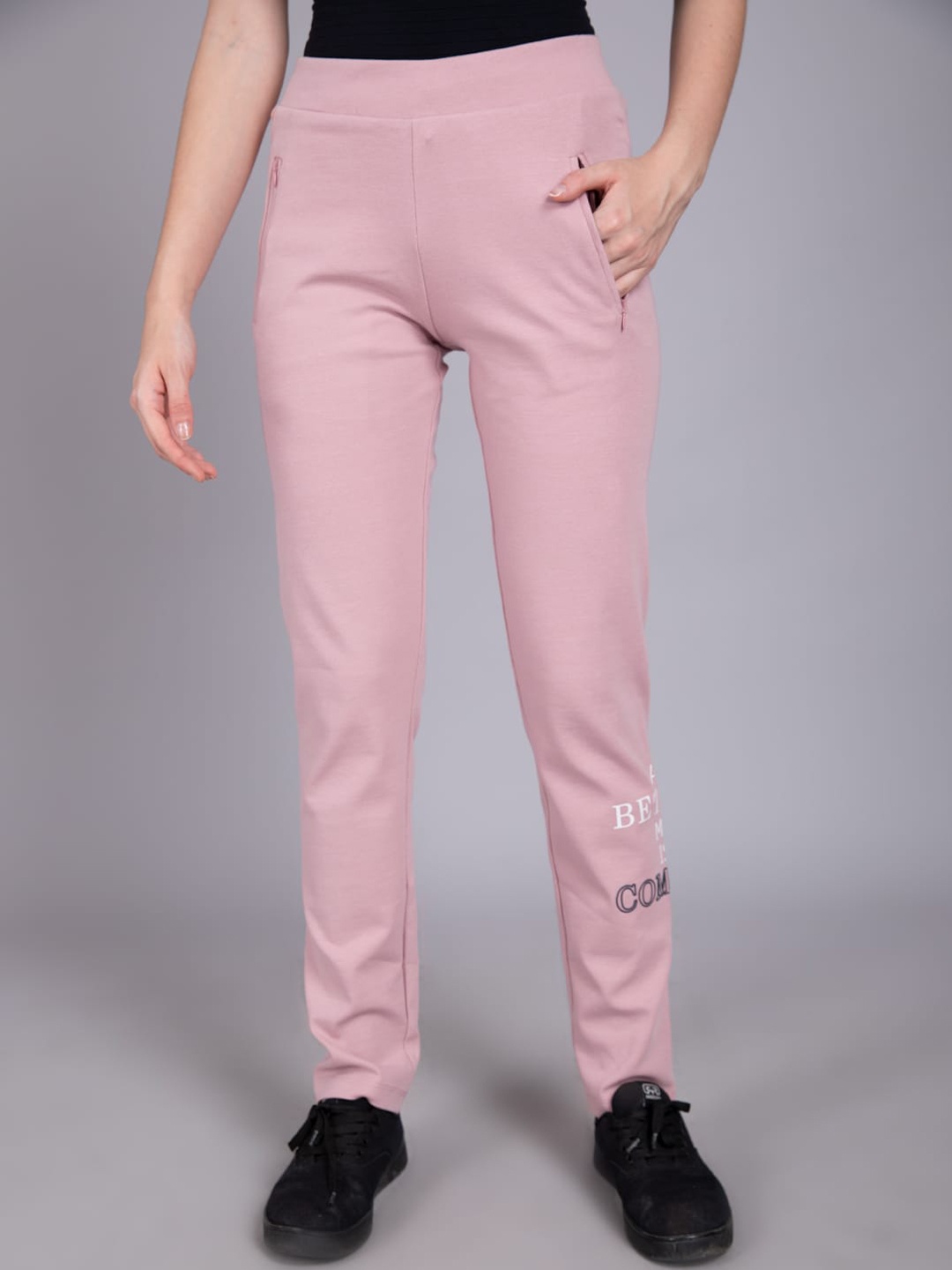 

Madame Women Pink Solid Cotton Track Pants