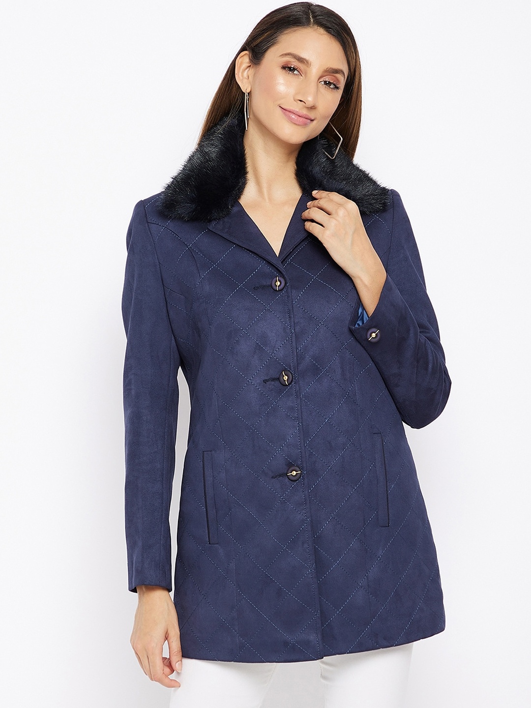 

Spirit Women Navy Blue Woven Design Blazer