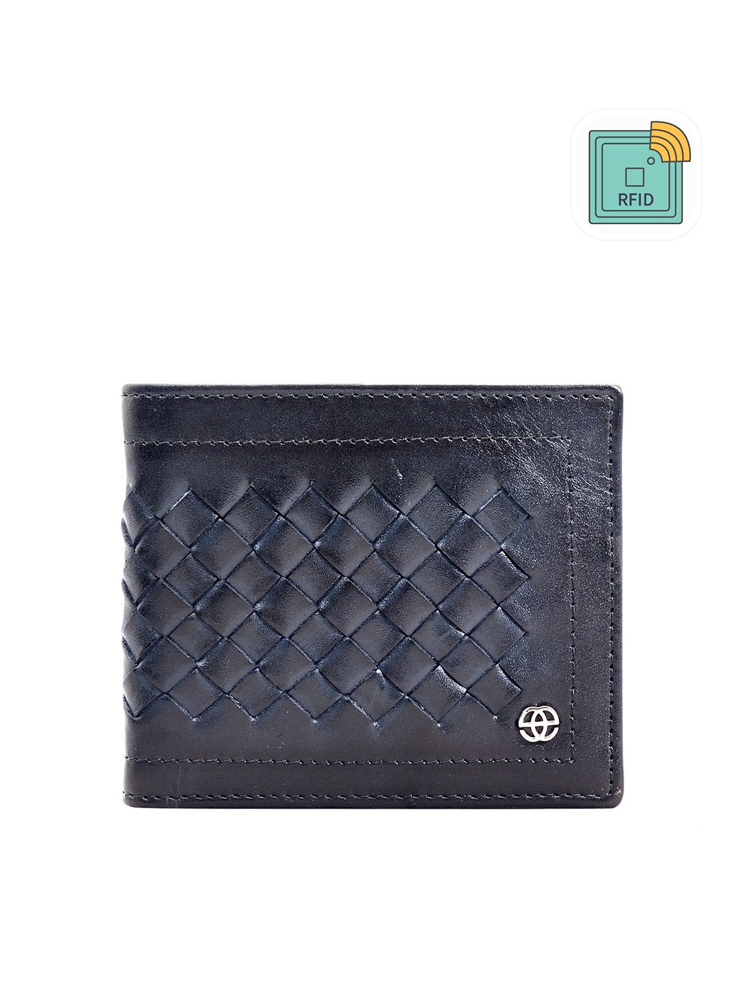 

Eske Men Blue Textured Leather Two Fold Wallet