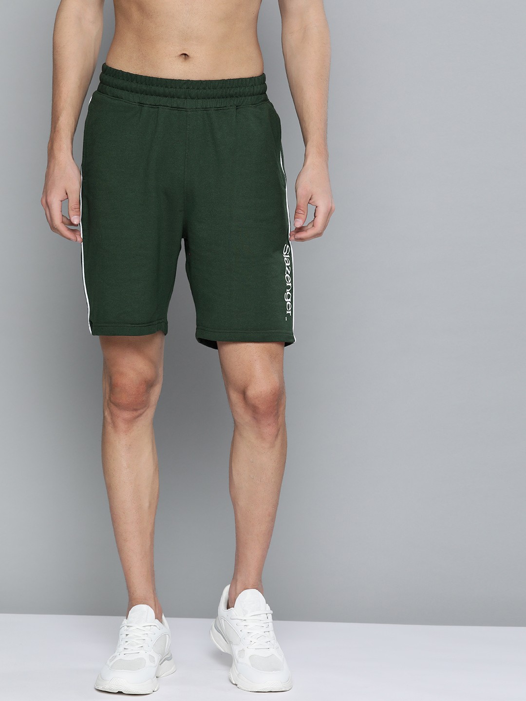 

Slazenger Men Green Typography Print Detail Sports Shorts