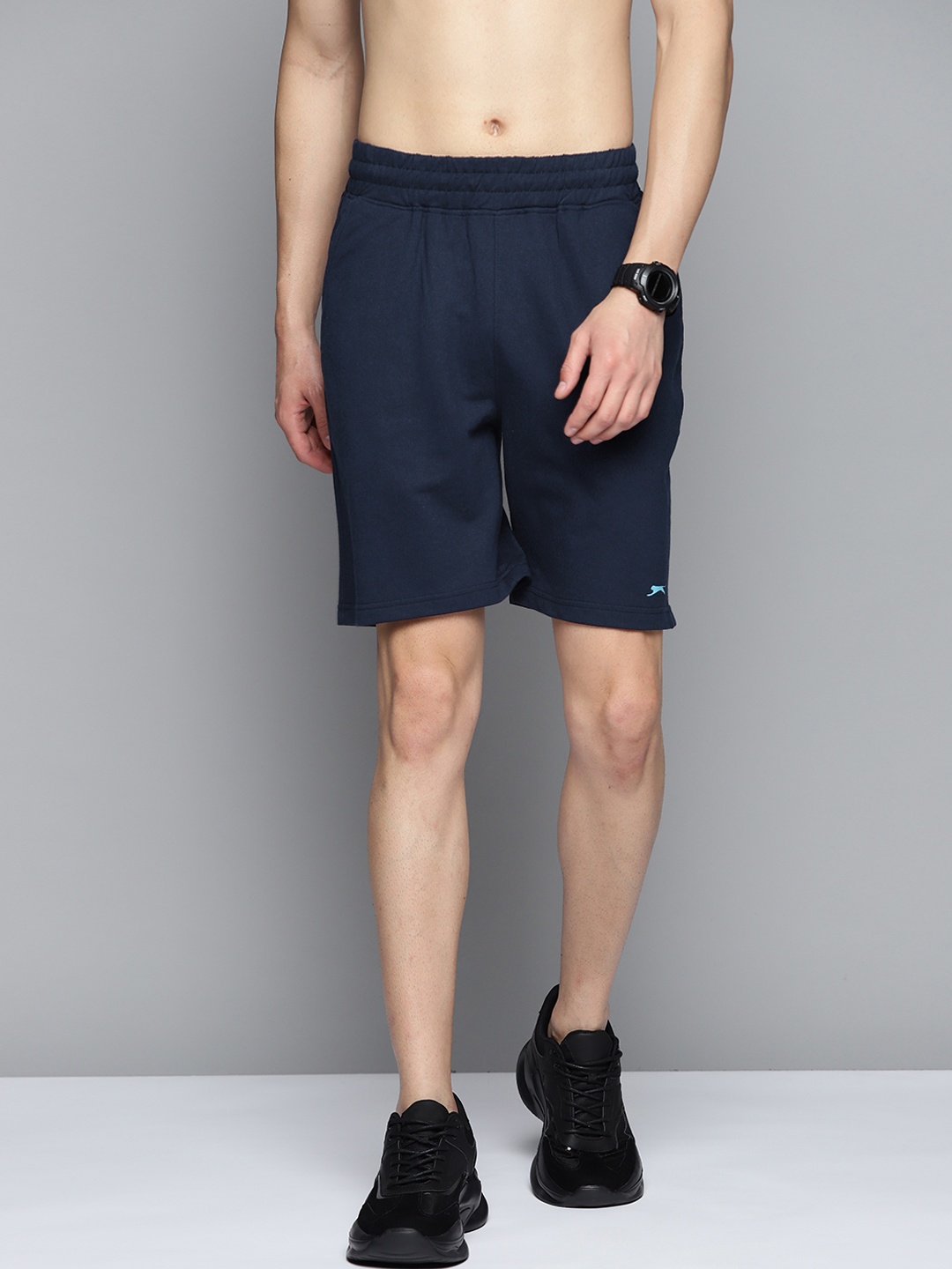 

Slazenger Men Navy Blue Solid Sports Shorts