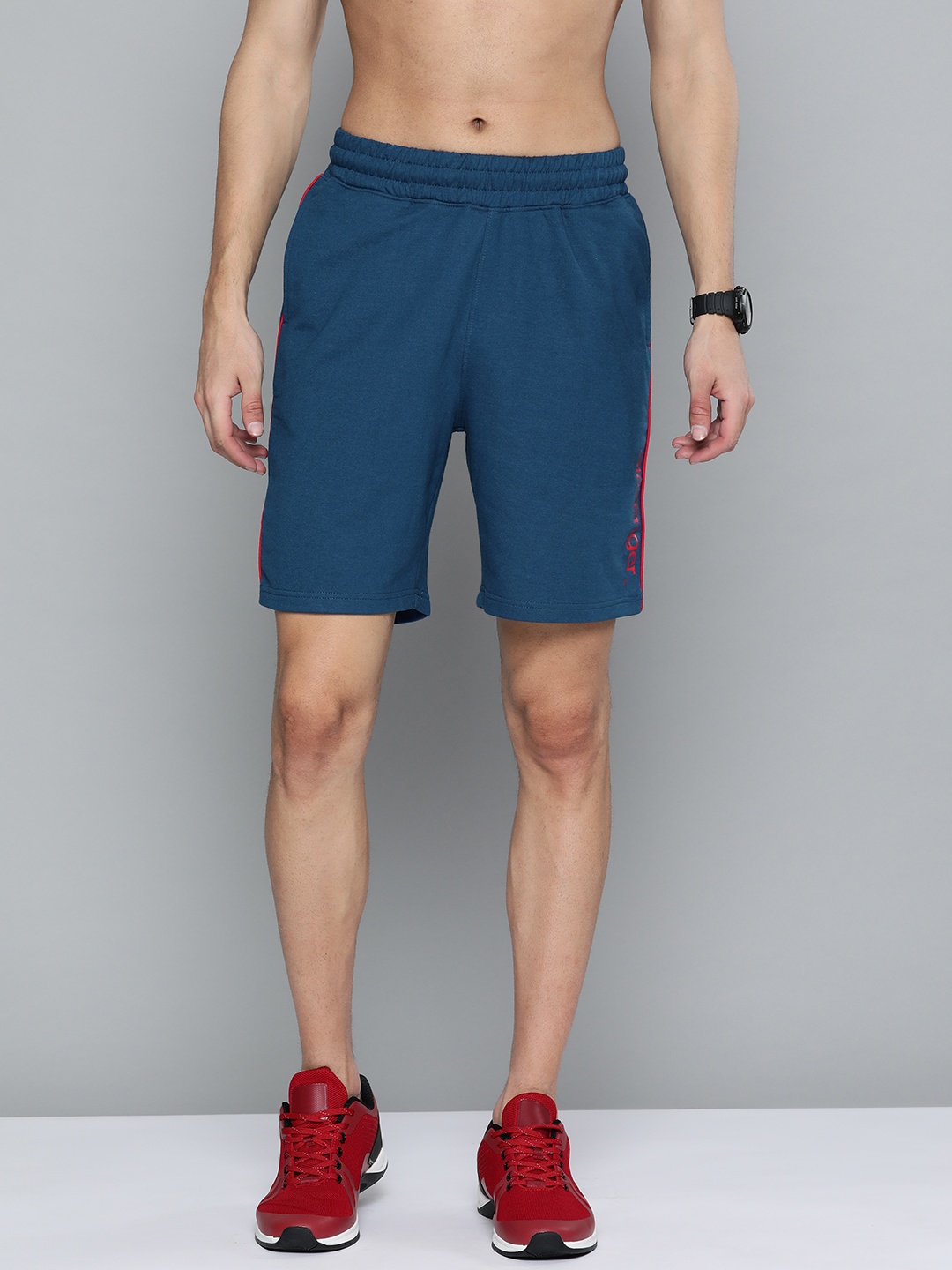 

Slazenger Men Navy Blue Typography Print Detail Sports Shorts