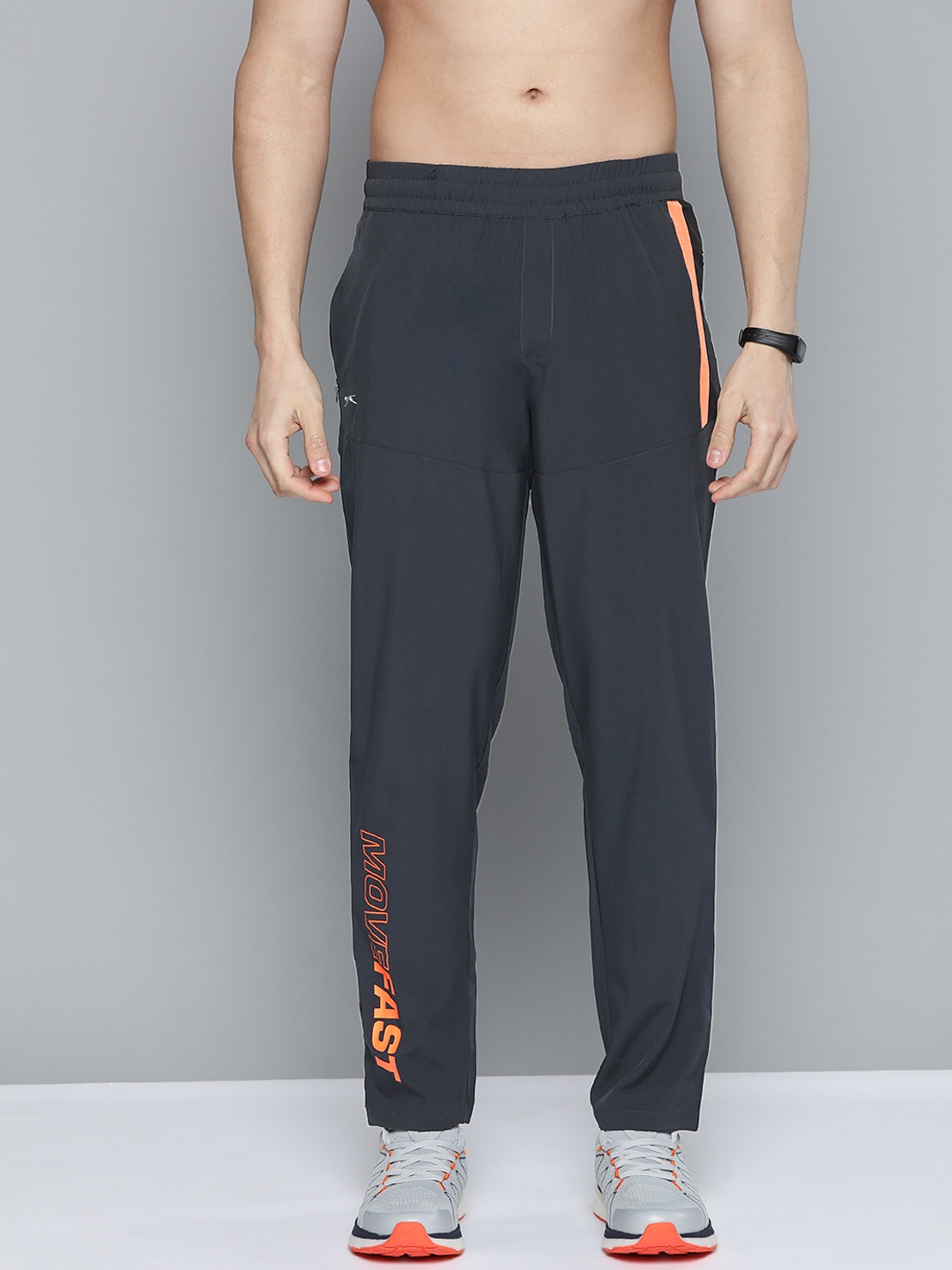 

Slazenger Men Charcoal Grey Solid Track Pants