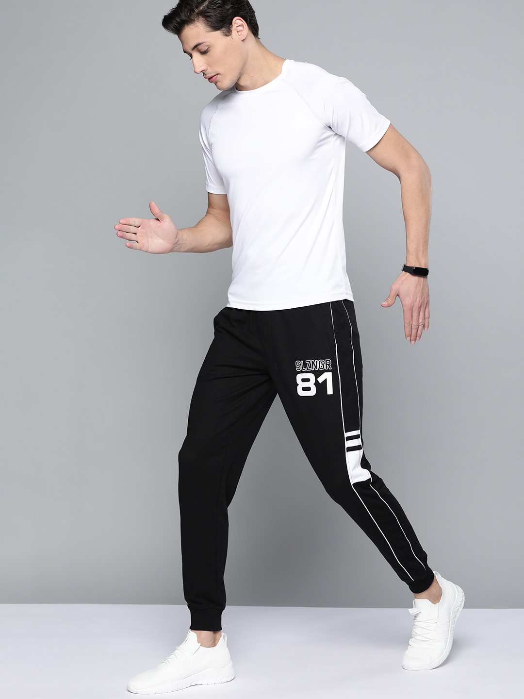 

Slazenger Men Black Solid Joggers With Print Detail