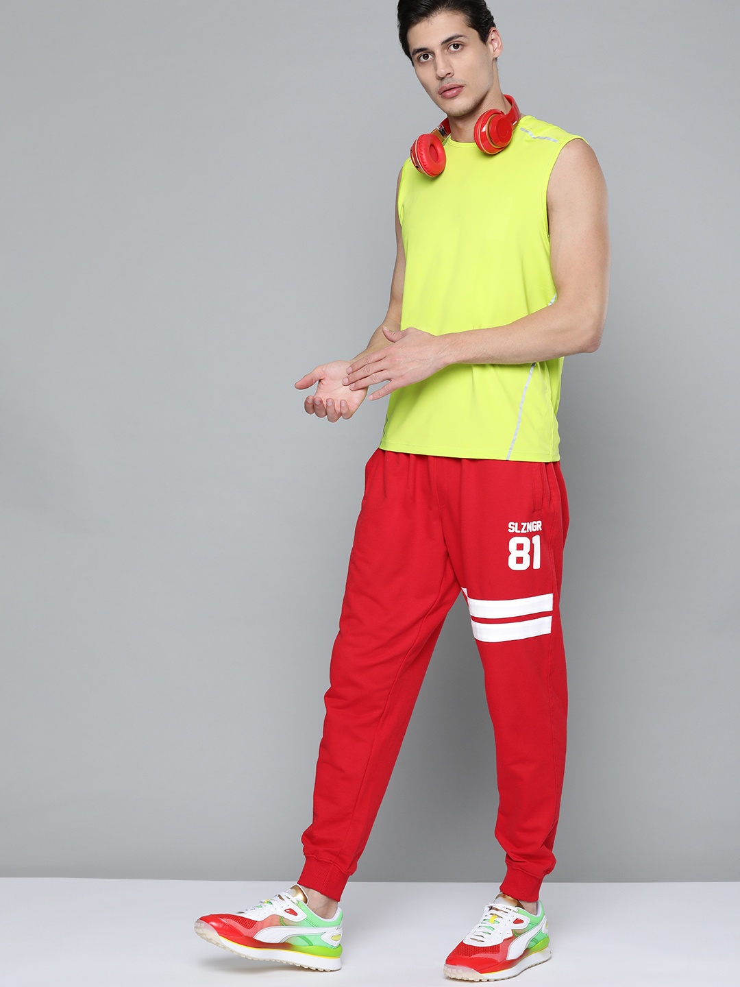 

Slazenger Men Red Brand Logo Printed Joggers