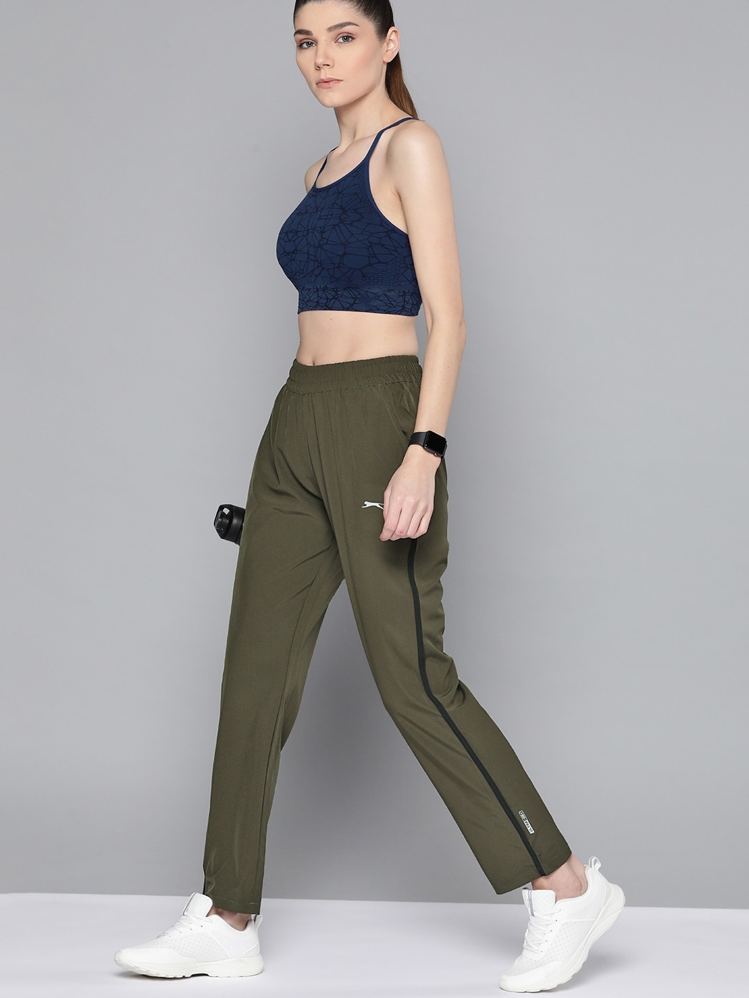 

Slazenger Women Olive Green Solid Track Pants