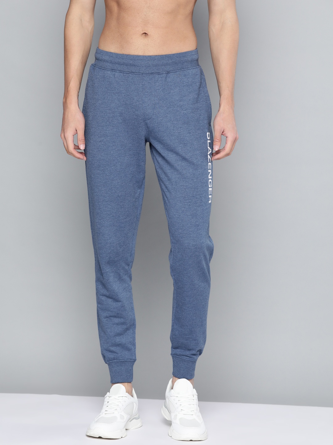 

Slazenger Men Blue Melange Effect Joggers with Reflective Detail