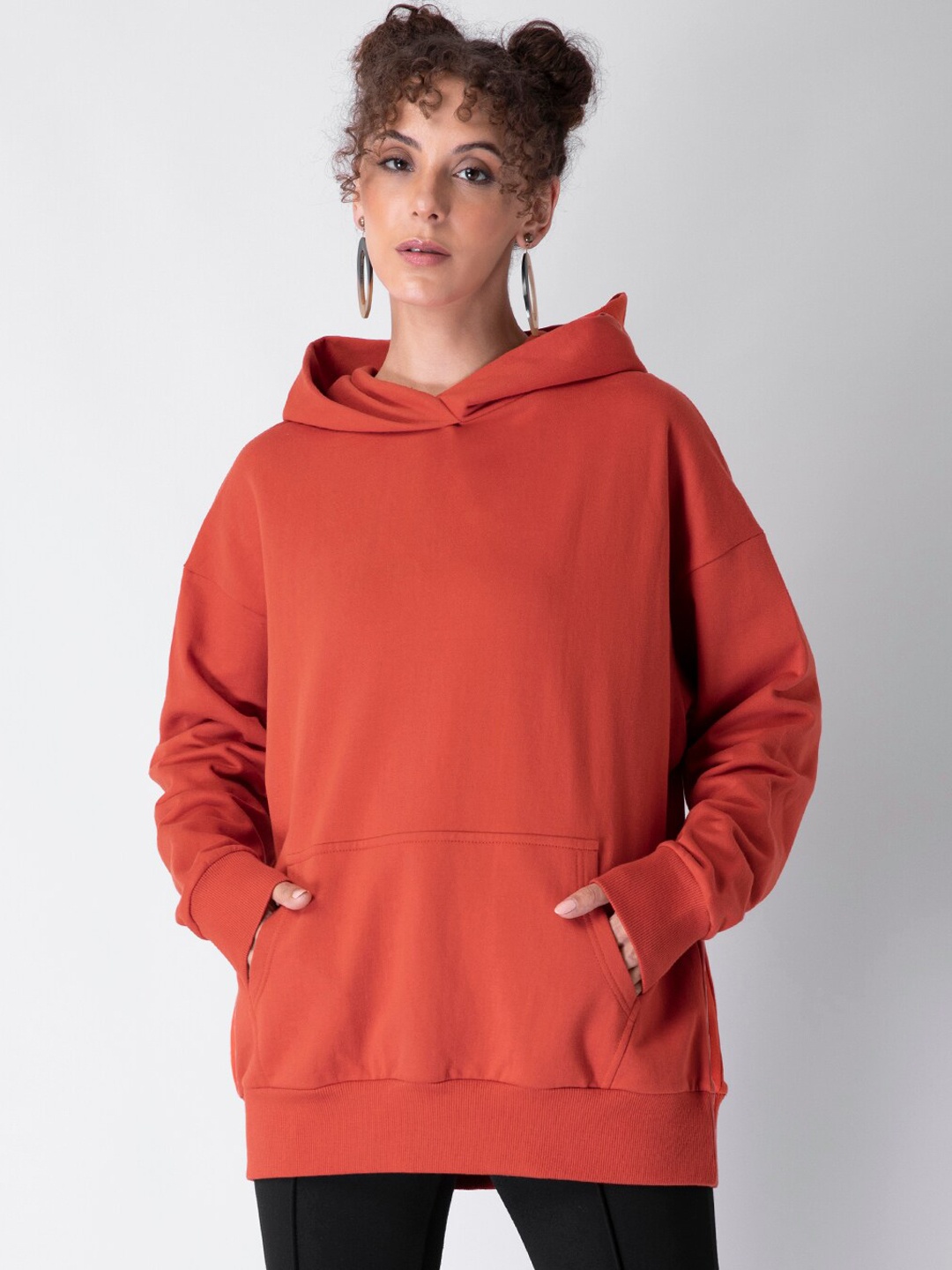 

FabAlley Women Orange Hooded Sweatshirt