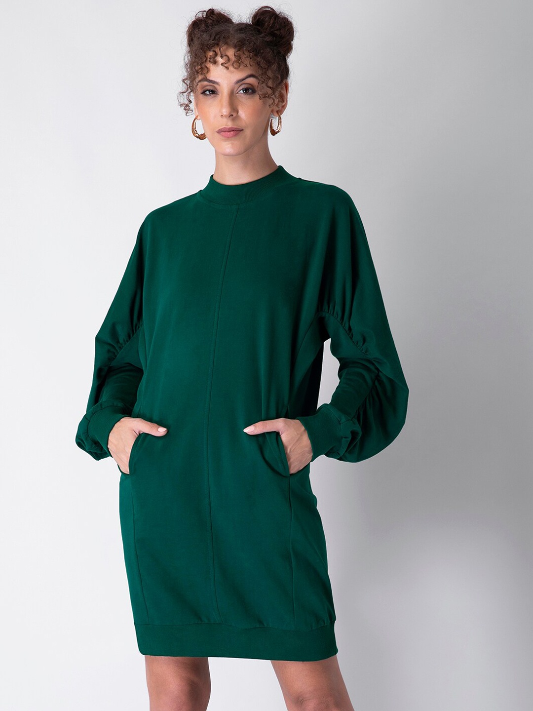

FabAlley Green Sheath High Neck Dress