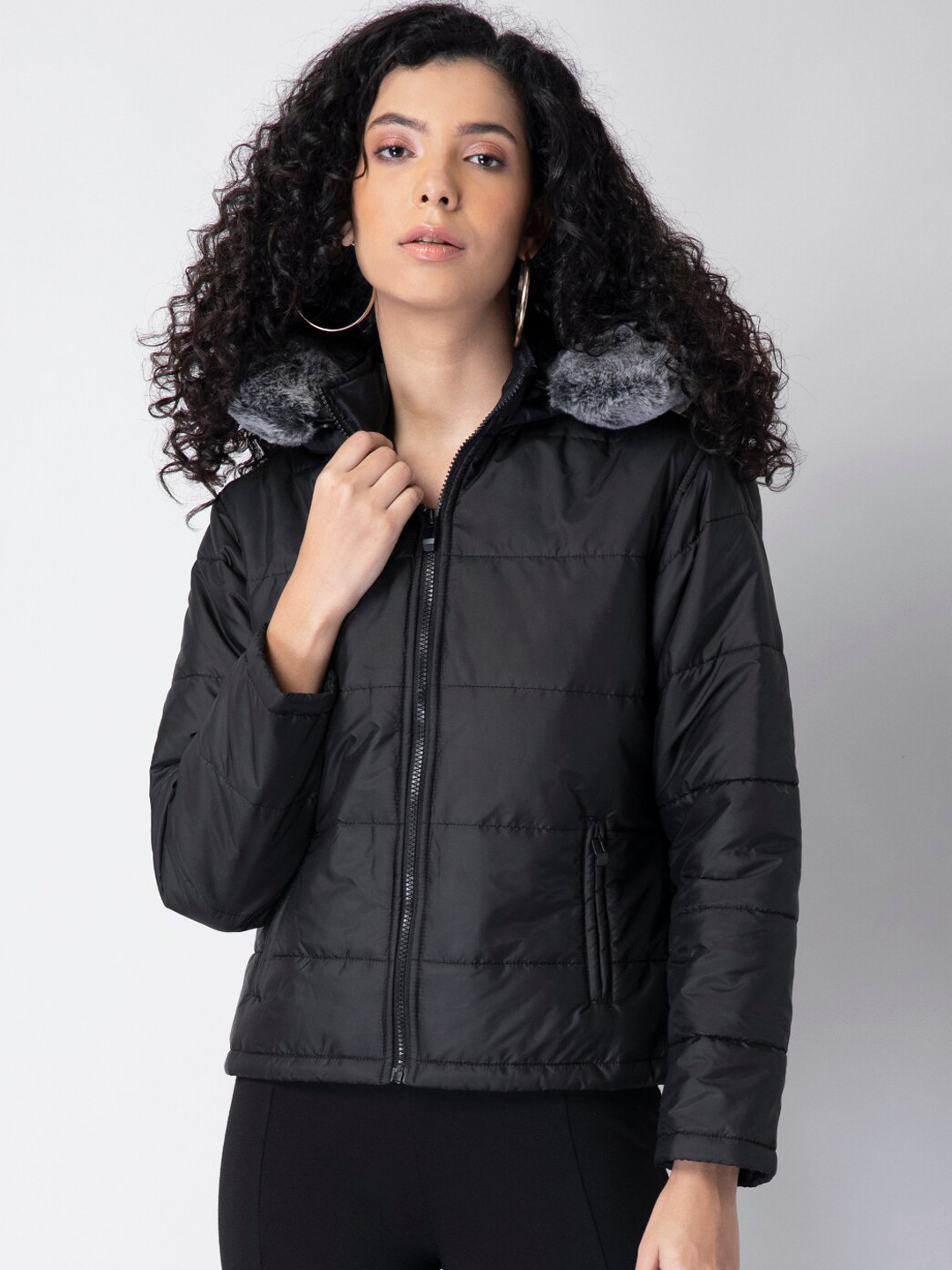 

FabAlley Women Black Padded Jacket
