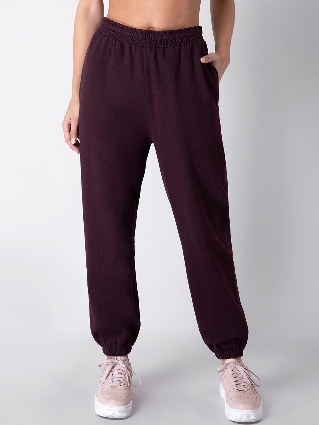 

FabAlley Women Maroon Solid Relaxed Joggers