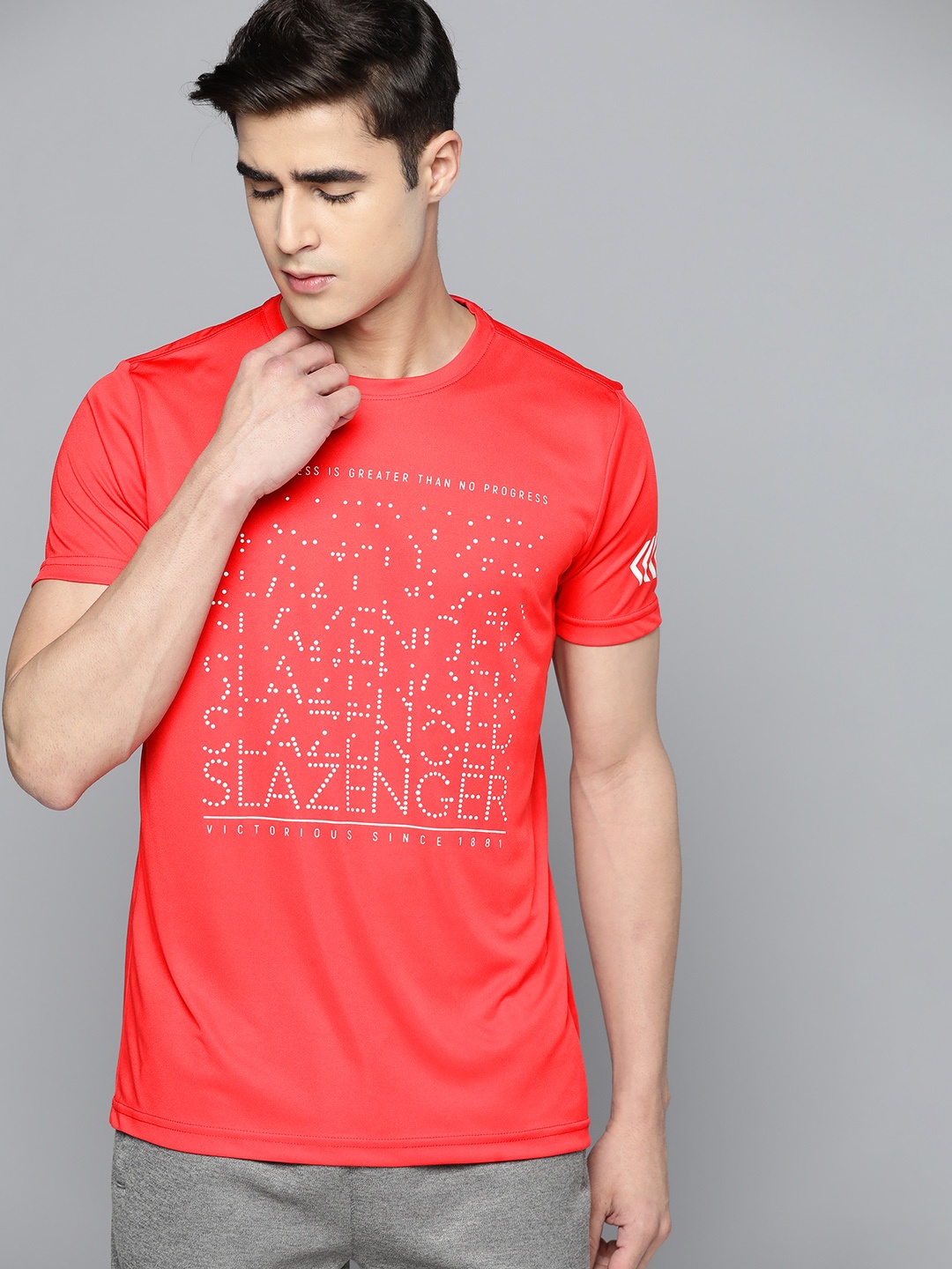 

Slazenger Men Brand Logo Printed Ultra-Dry Tennis T-shirt, Red