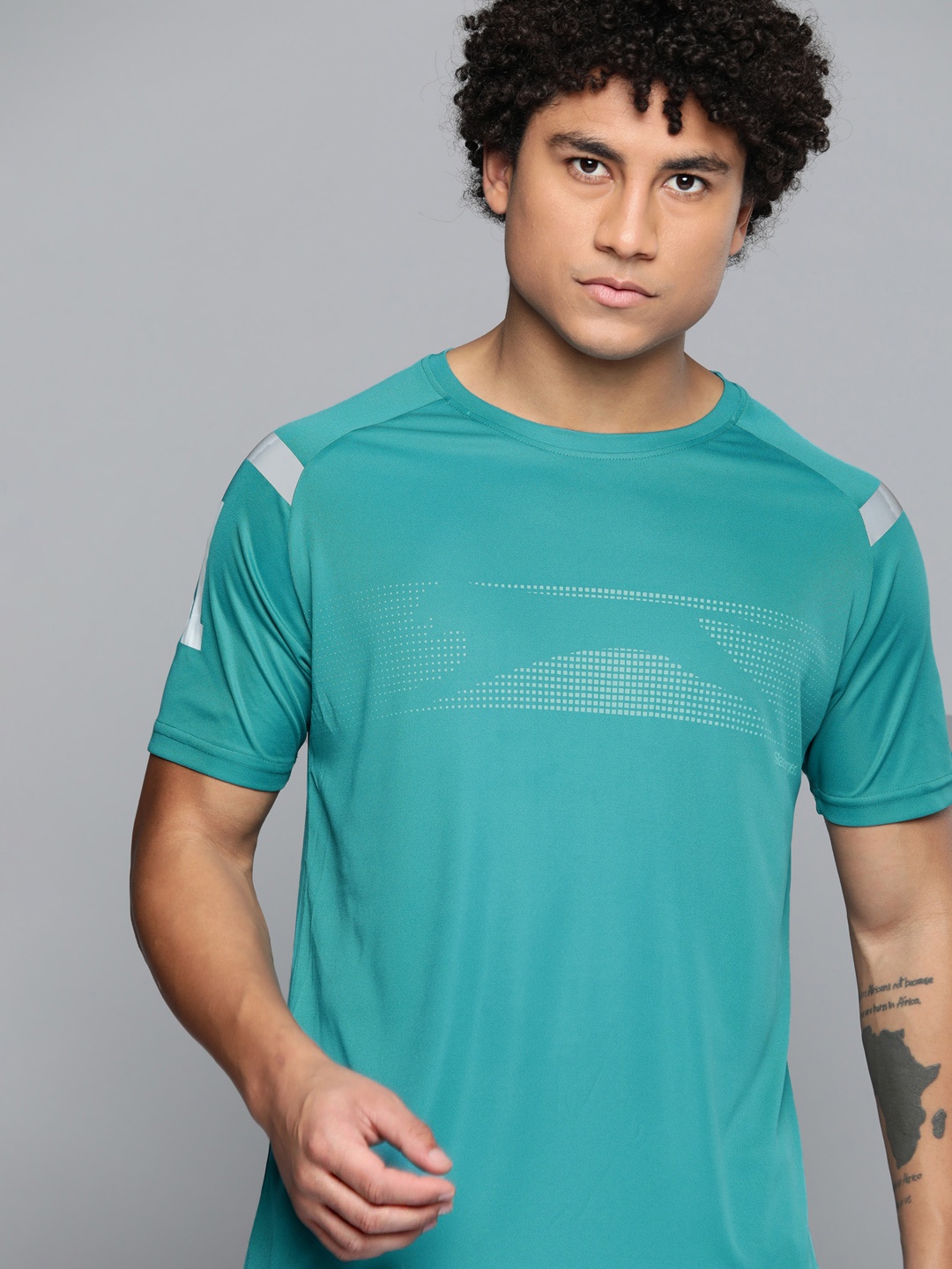 

Slazenger Men Brand Logo Printed Ultra-Dry Running T-shirt, Teal