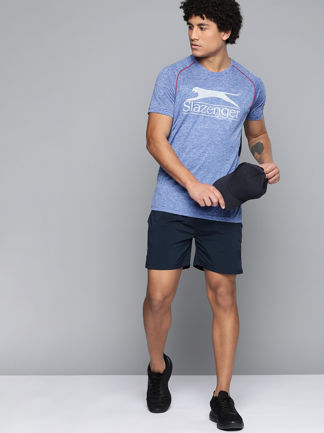 

Slazenger Men Brand Logo Printed Ultra-Dry Running T-shirt, Blue