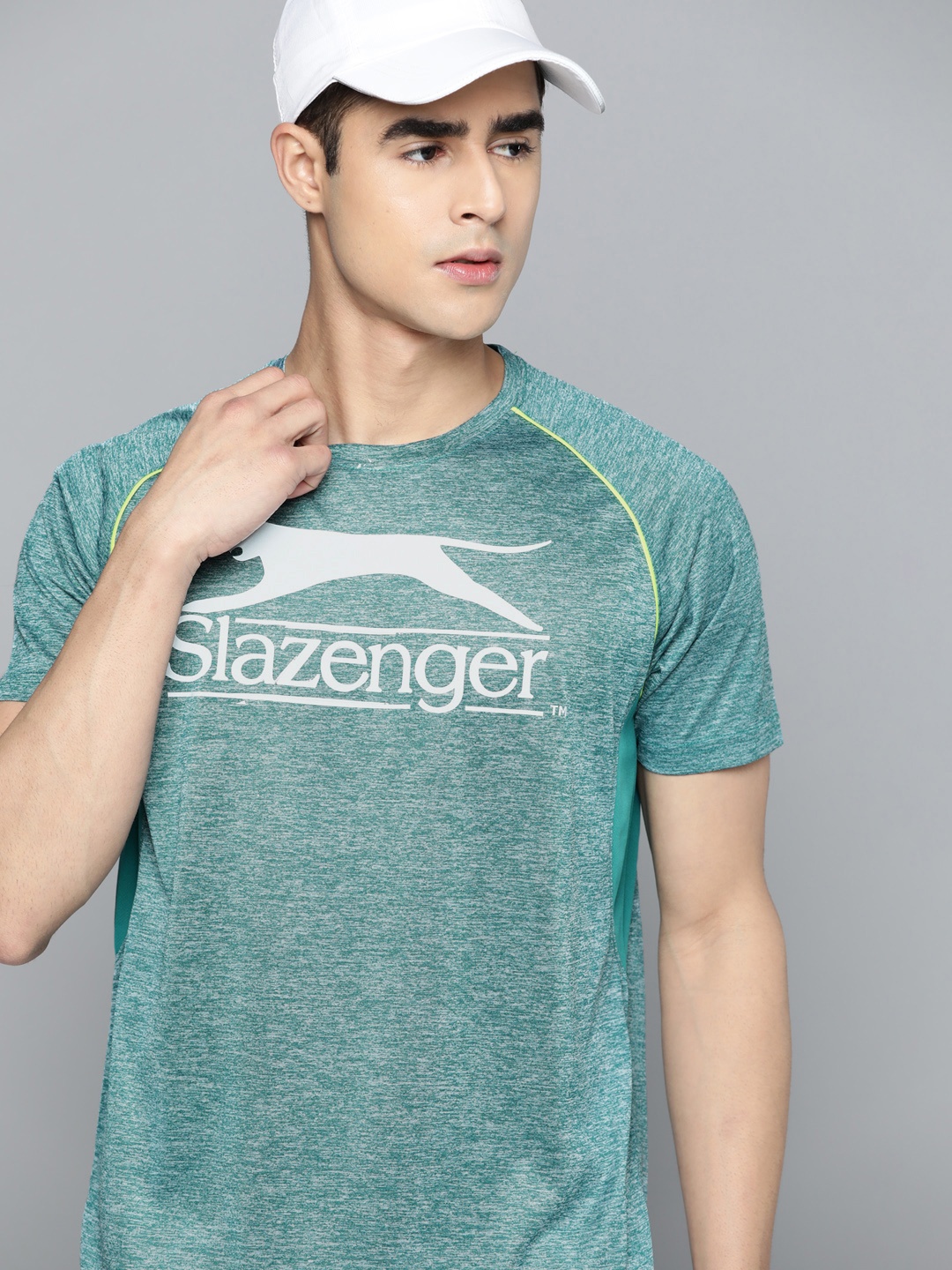 Slazenger Brand Logo Printed Raglan Sleeves Running T-shirt, Teal