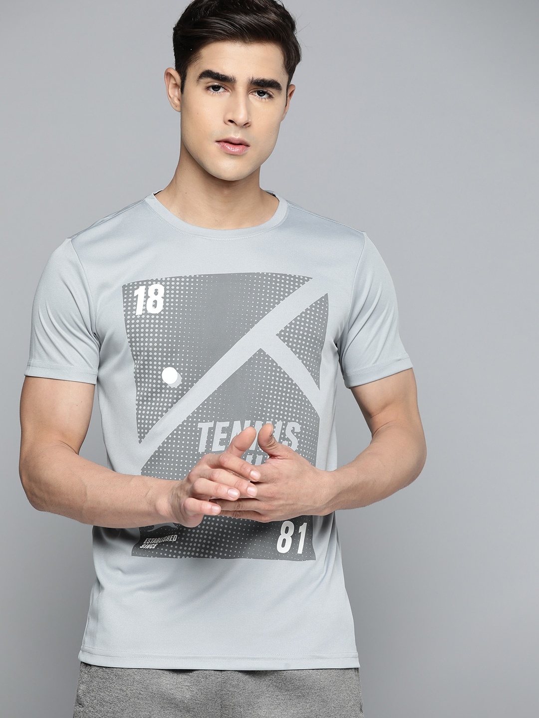 

Slazenger Printed Ultra-Dry Tennis T-shirt, Grey