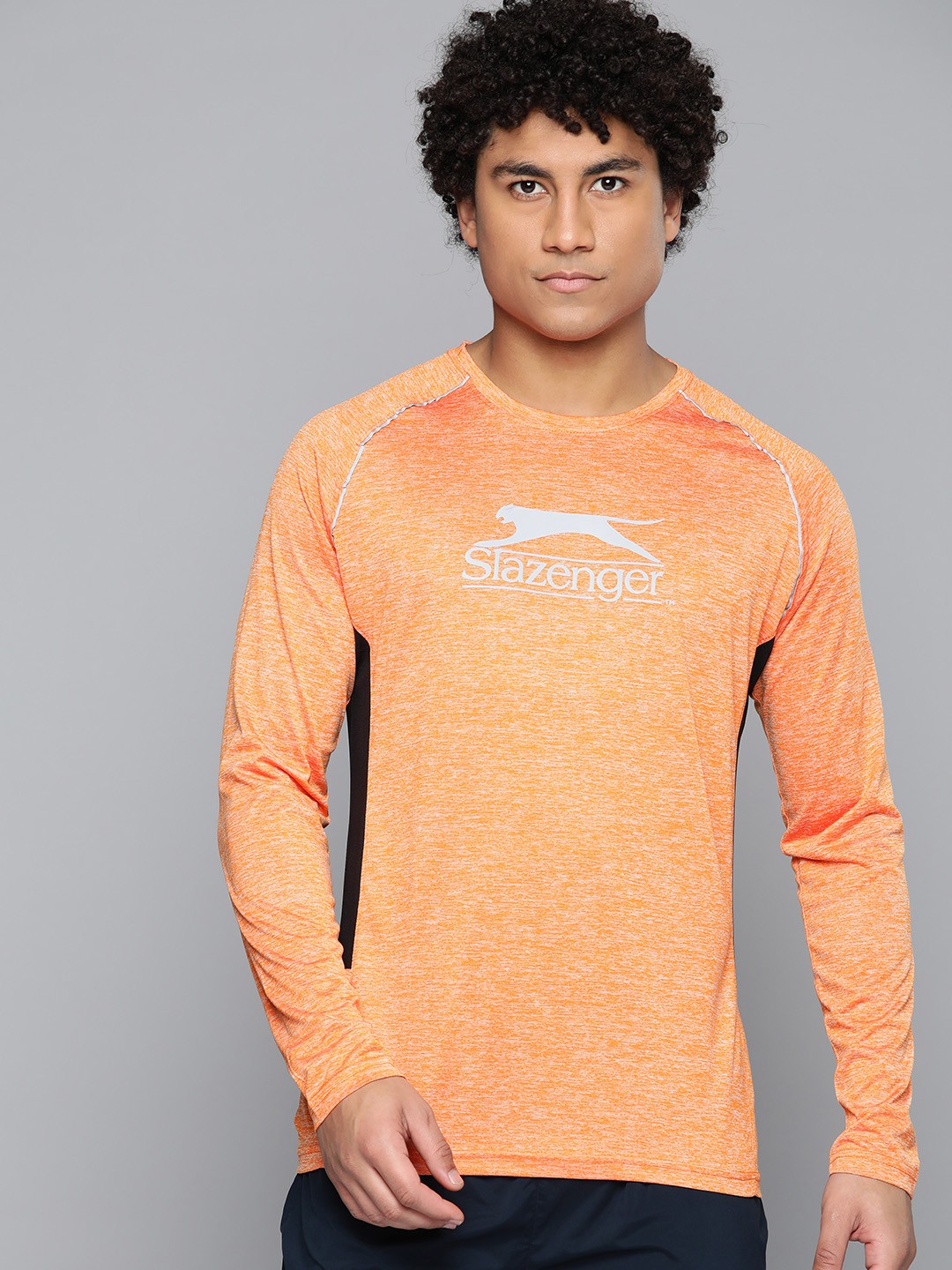 

Slazenger Men Brand Logo Printed Ultra-Dry Running T-shirt, Coral