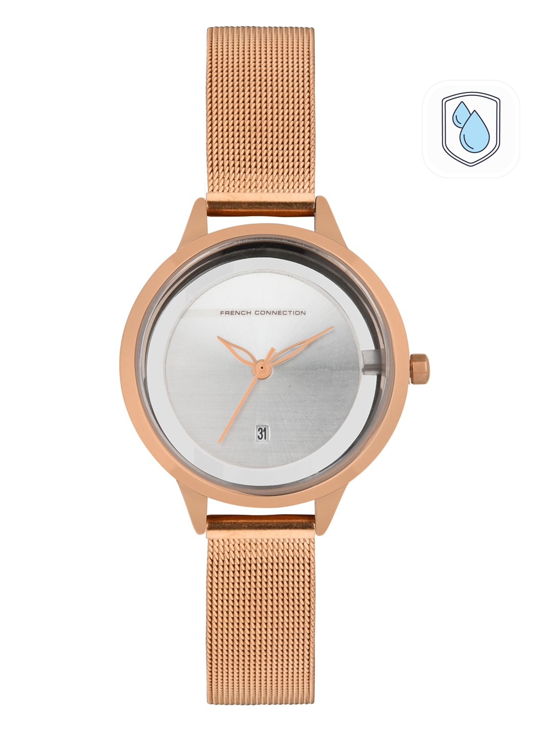 

French Connection Women Silver-Toned & Rose Gold-Plated Analogue Watch FC29RGM