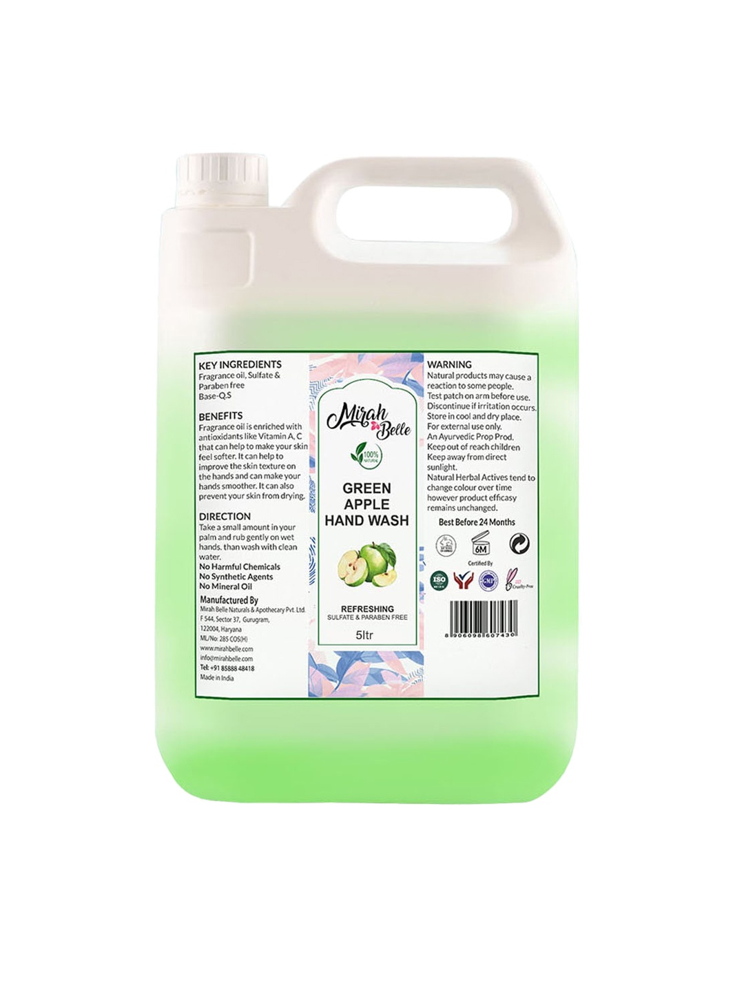 

Mirah Belle Green Apple Hand Wash Can - 5 Ltr