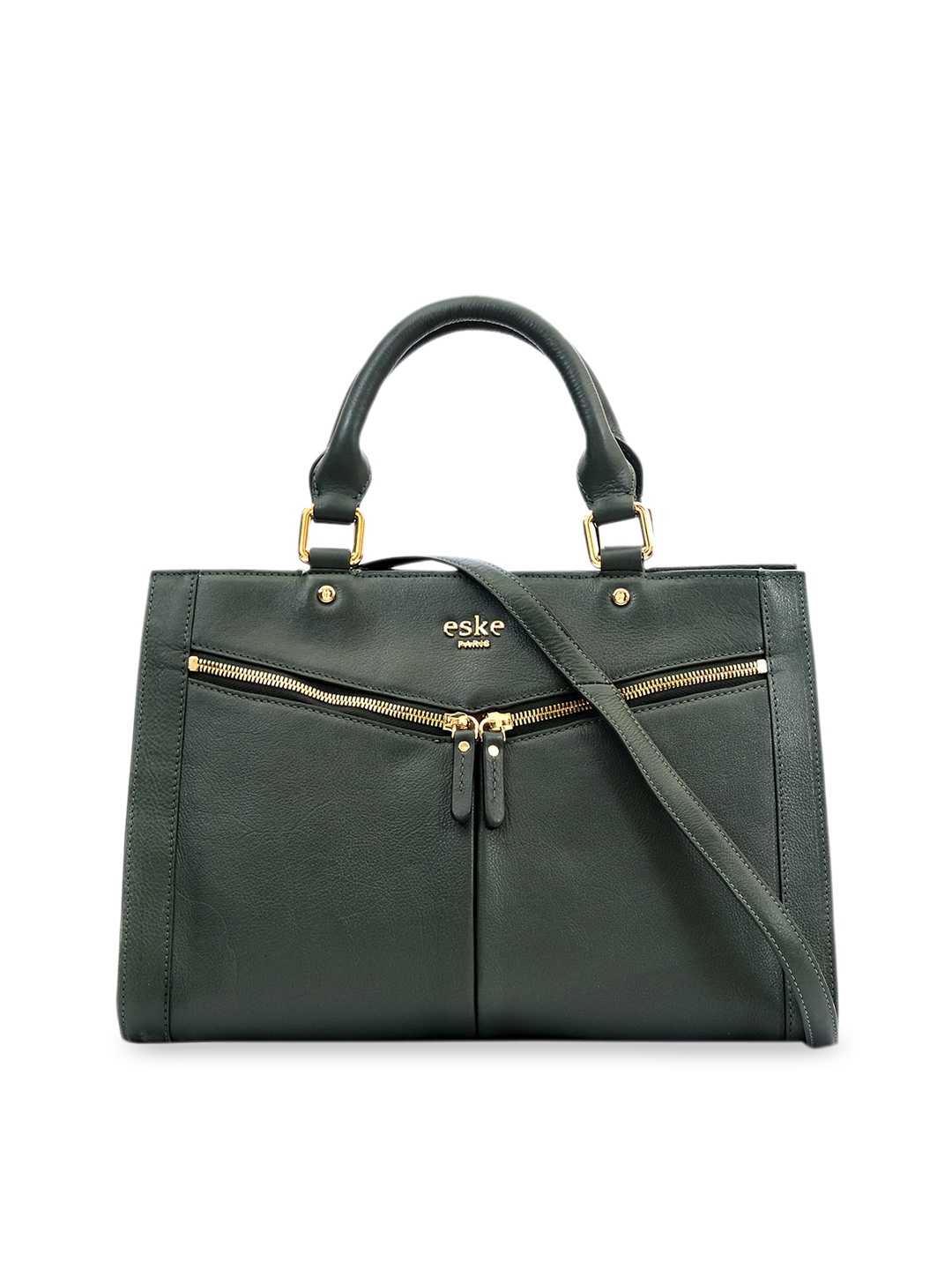 

Eske Green Leather Structured Handheld Bag