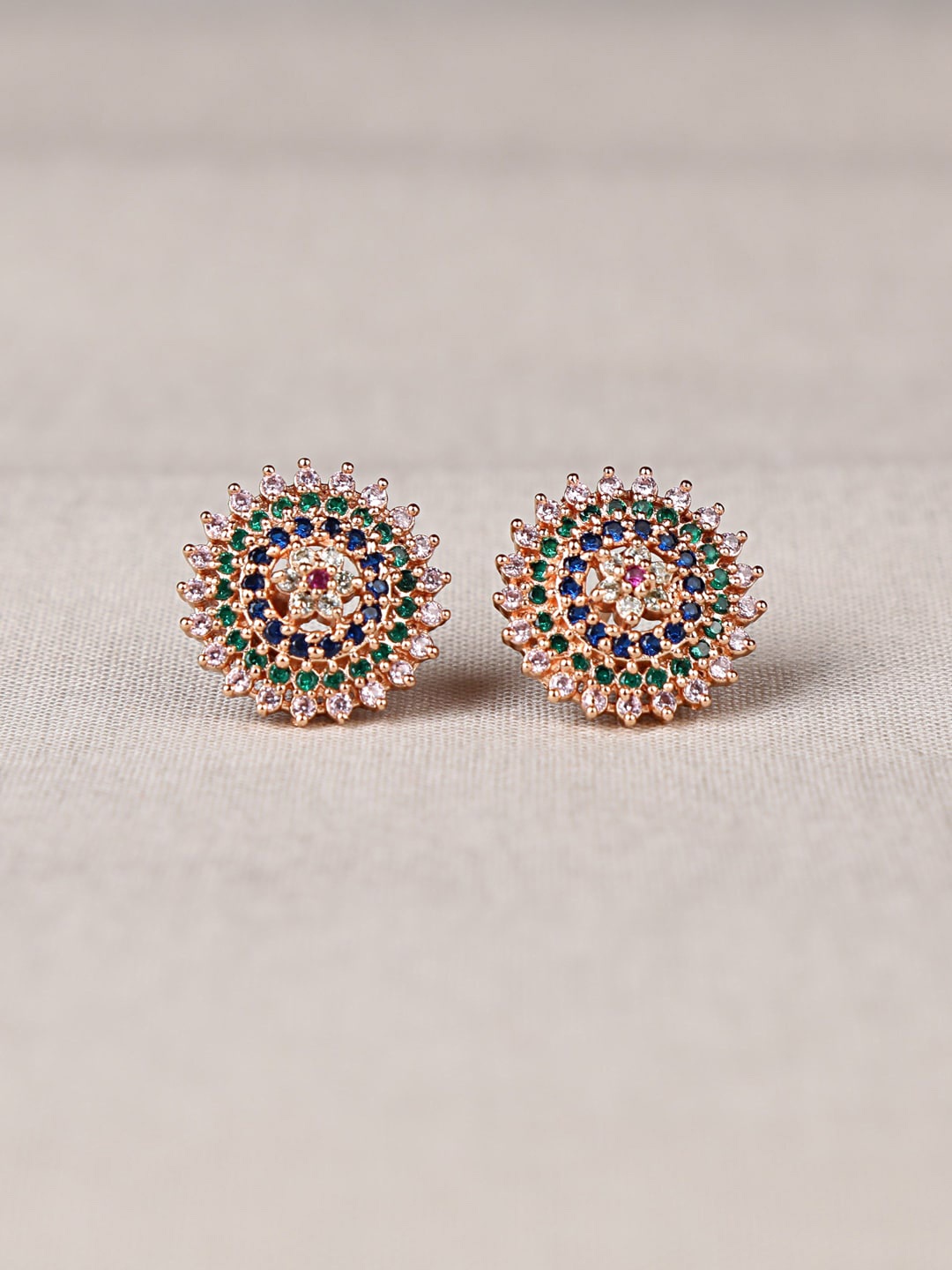 

ZINU Rose Gold Plated Contemporary Cubic Zirconia Studs Earrings