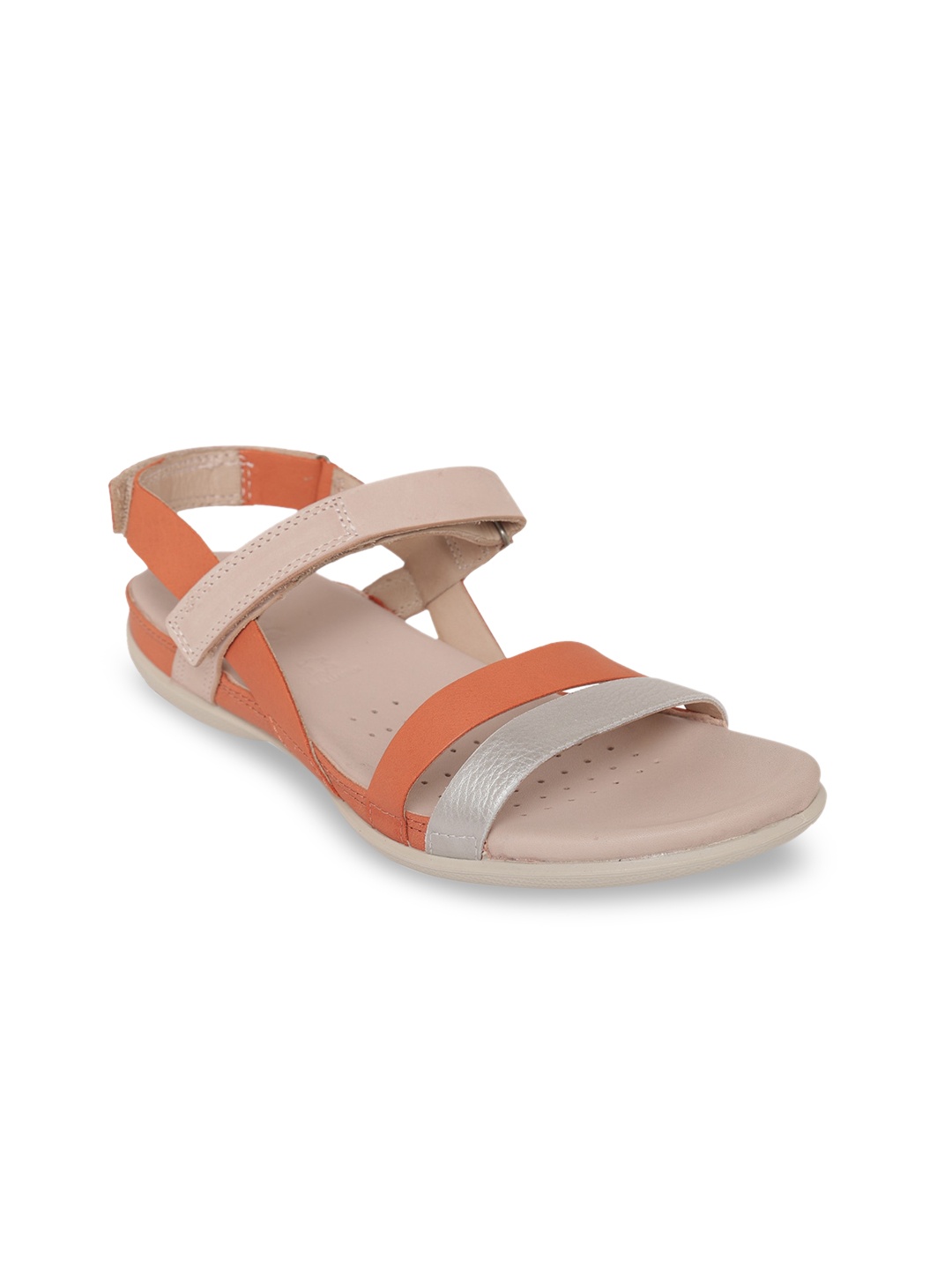 

ECCO Flash Orange Colourblocked New Minimalism Leather Comfort Sandals