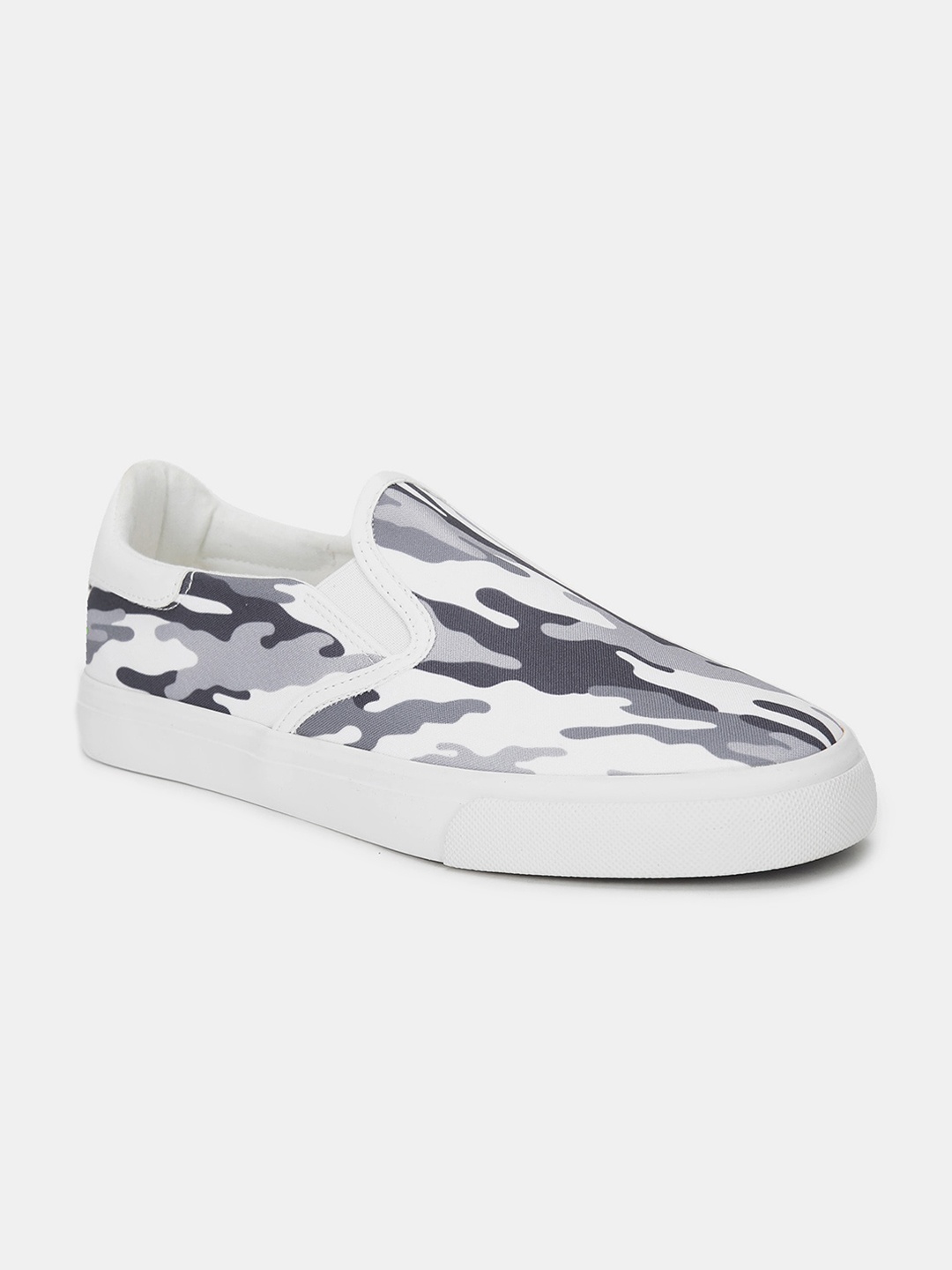 

Flying Machine Men Off White & Grey Camouflage Printed Slip-On Sneakers