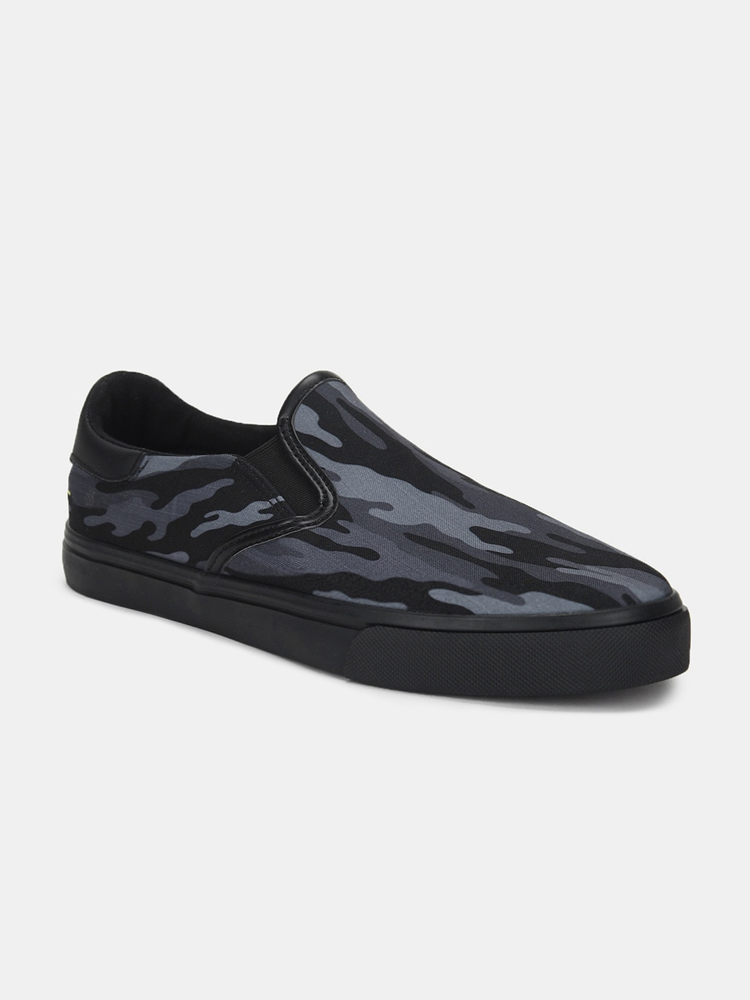 

Flying Machine Men Black & Grey Camouflage Printed Slip-On Sneakers