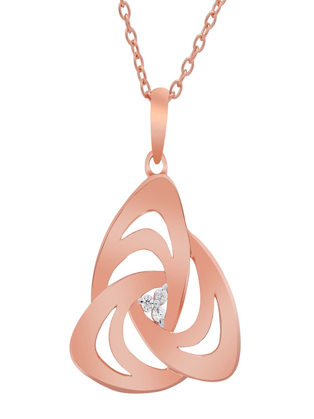 

LA SOULA Rose Rhodium-Plated White CZ Studded Pendant With Chain