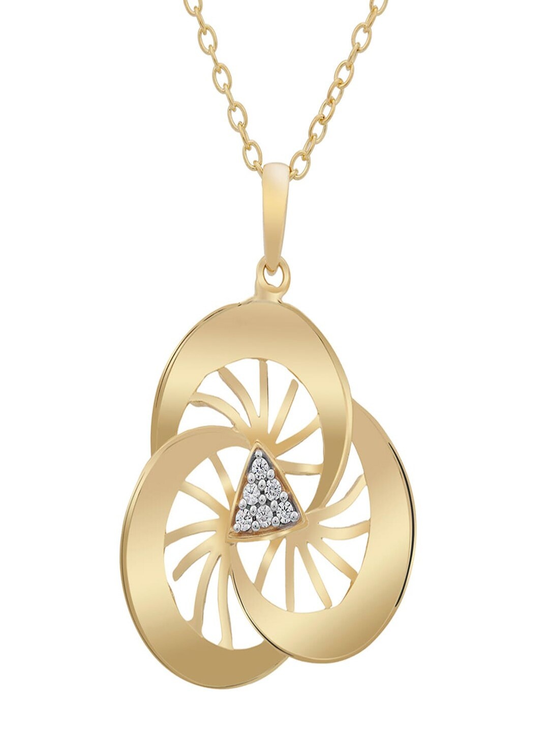 

LA SOULA 925 Sterling Silver Gold-Plated Gold CZ-Studded Pendant With Chain