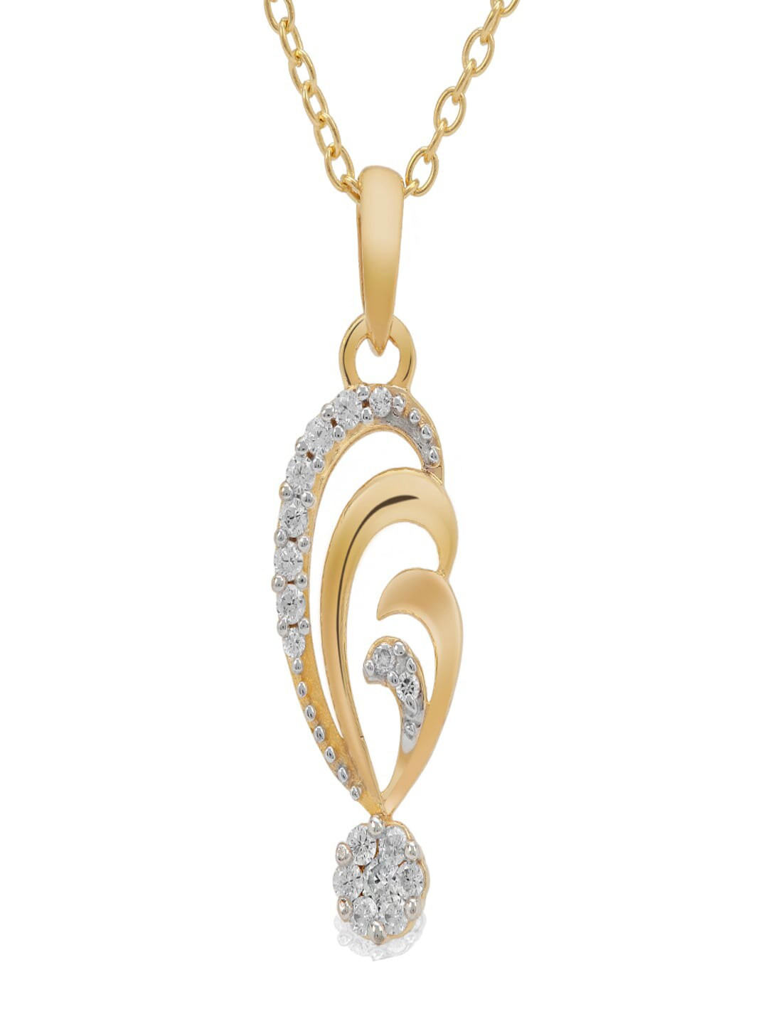 

LA SOULA Gold-Plated & Gold Cubic Zirconia-Studded Contemporary Pendant