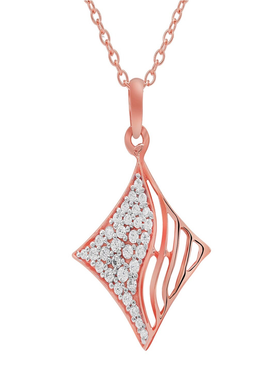 

LA SOULA Rose Gold-Plated & Rose CZ-Studded Pendant With Chain