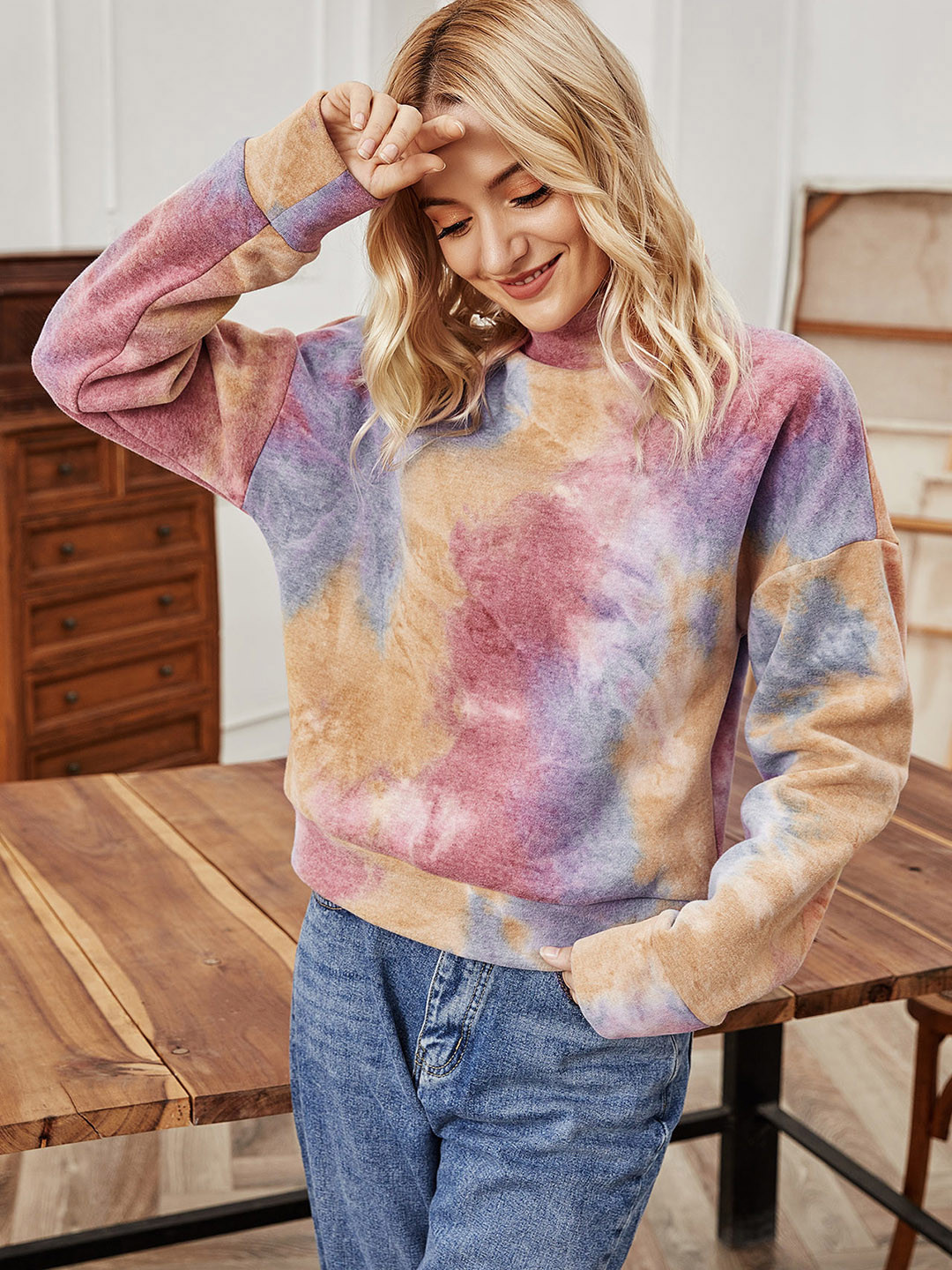 

URBANIC Women Orange & Pink Dyed Sweatshirt