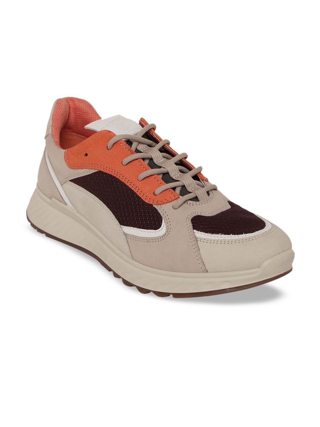 

ECCO Women Beige & Orange Colourblocked Leather ST.1 Athleisure Sneakers