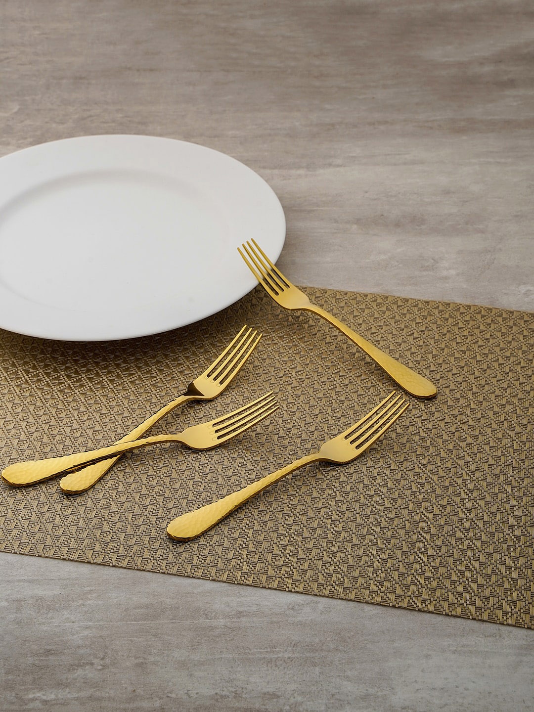 

Pure Home and Living Gold-Toned 4 Pieces Stainless Steel Dessert Fork