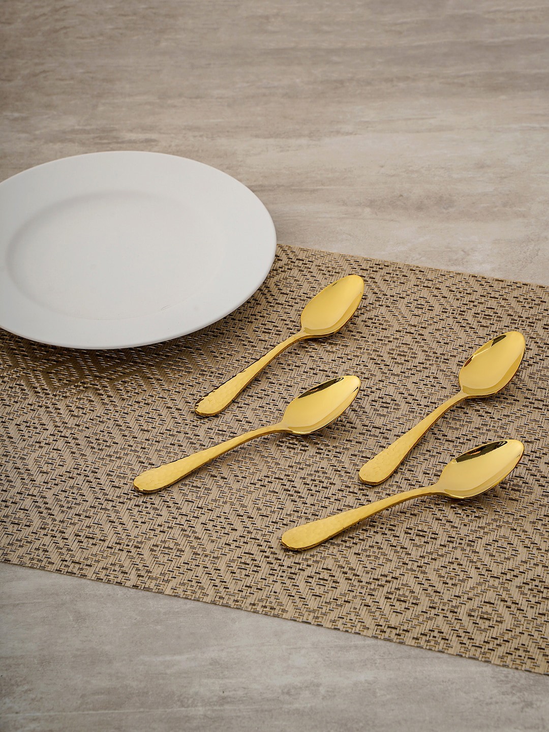 

Pure Home and Living Gold-Toned 4 Pieces Stainless Steel Glossy Tea Spoon