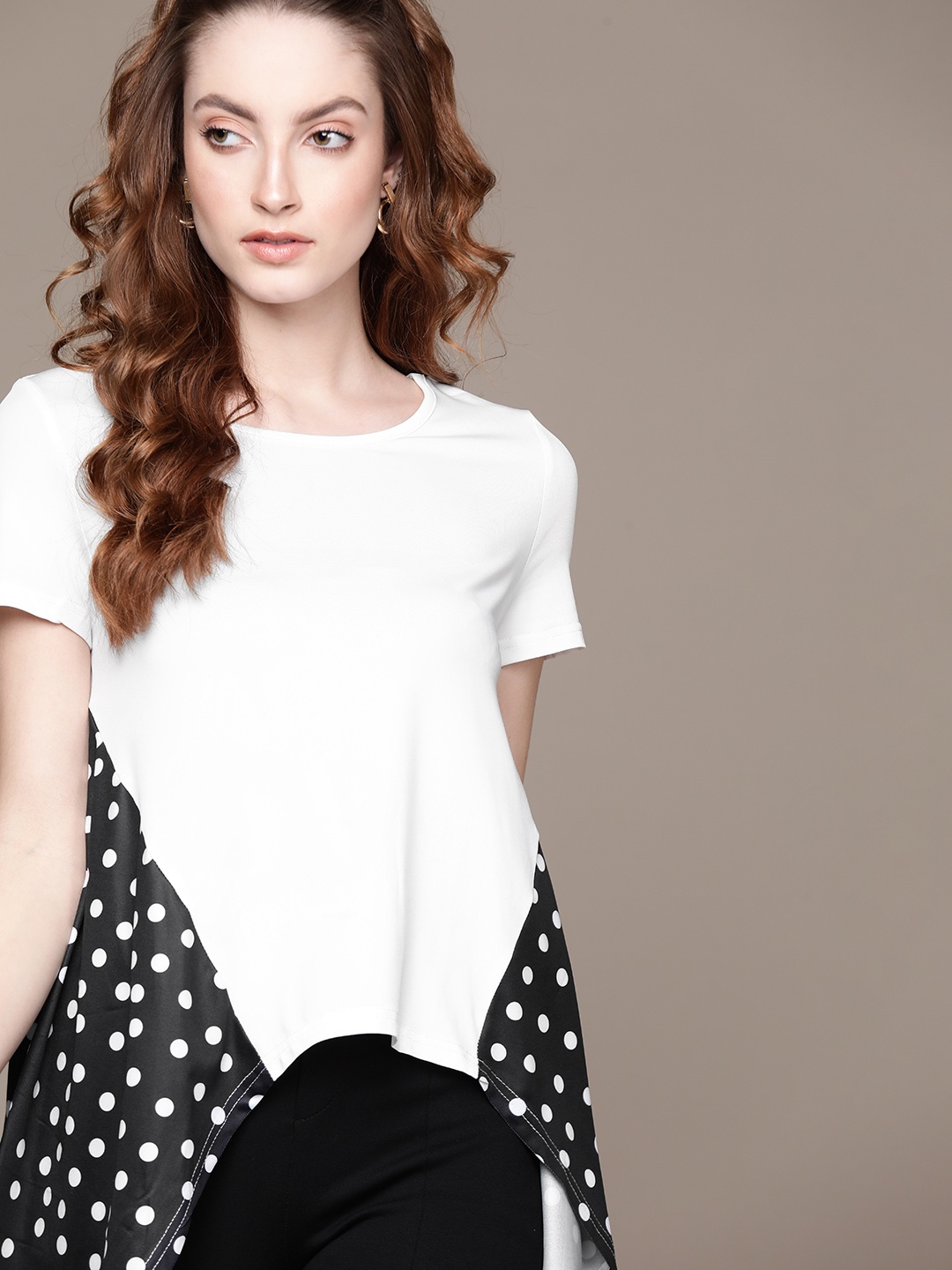 

URBANIC Women White & Black Print Top