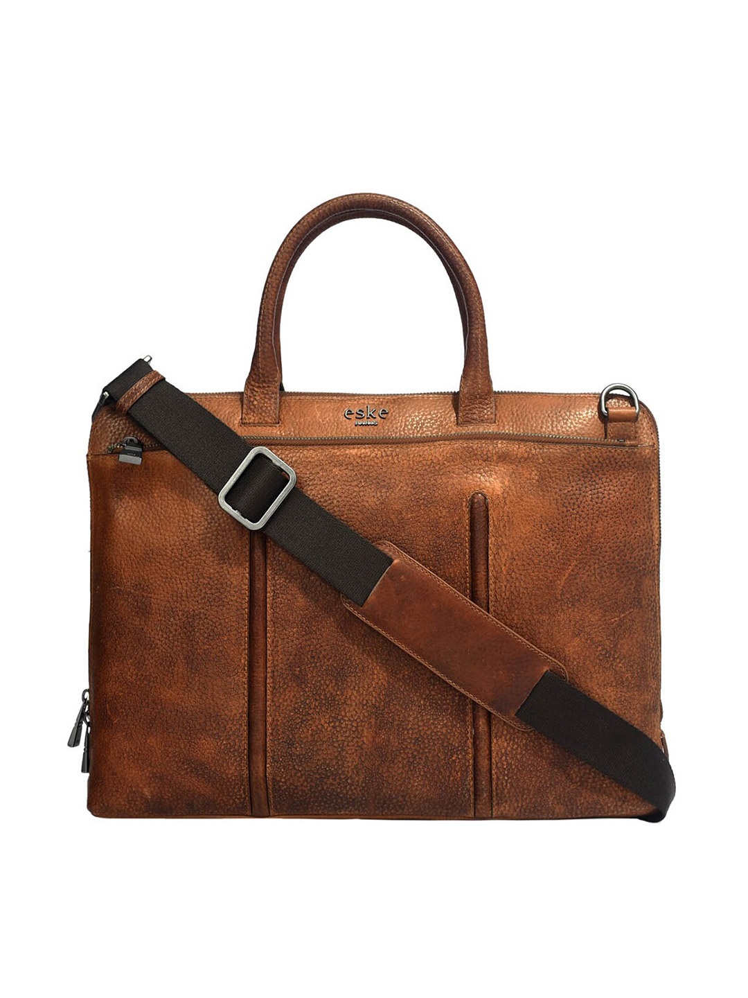 

Eske Men Brown Textured Leather Laptop Bag