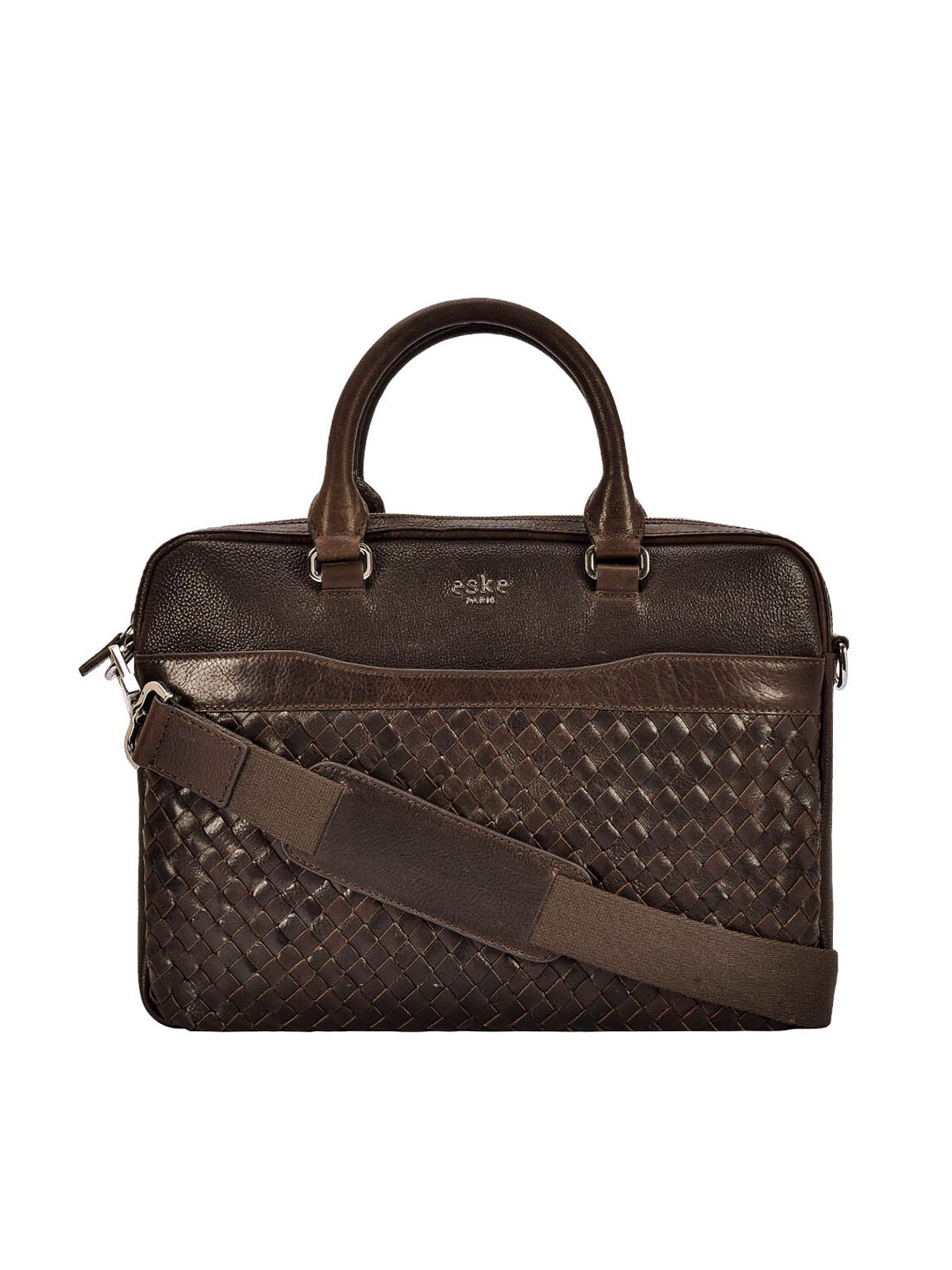 

Eske Men Brown Textured Roma Leather Laptop Bag