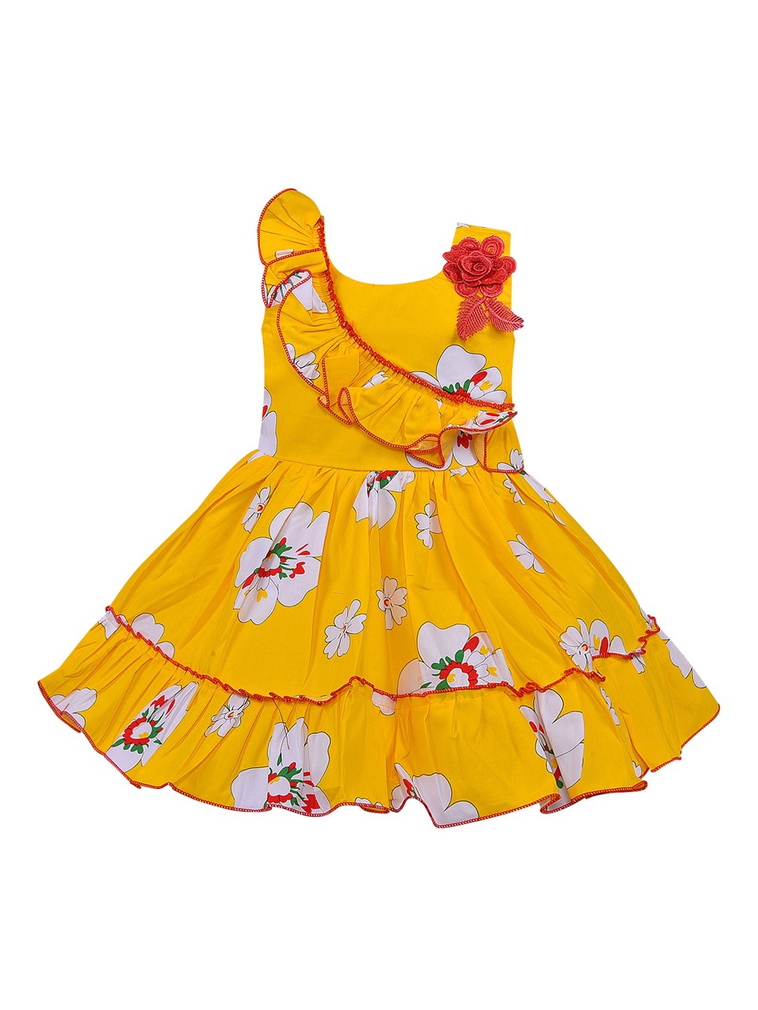 

Wish Karo Girls Yellow Floral Cotton Dress