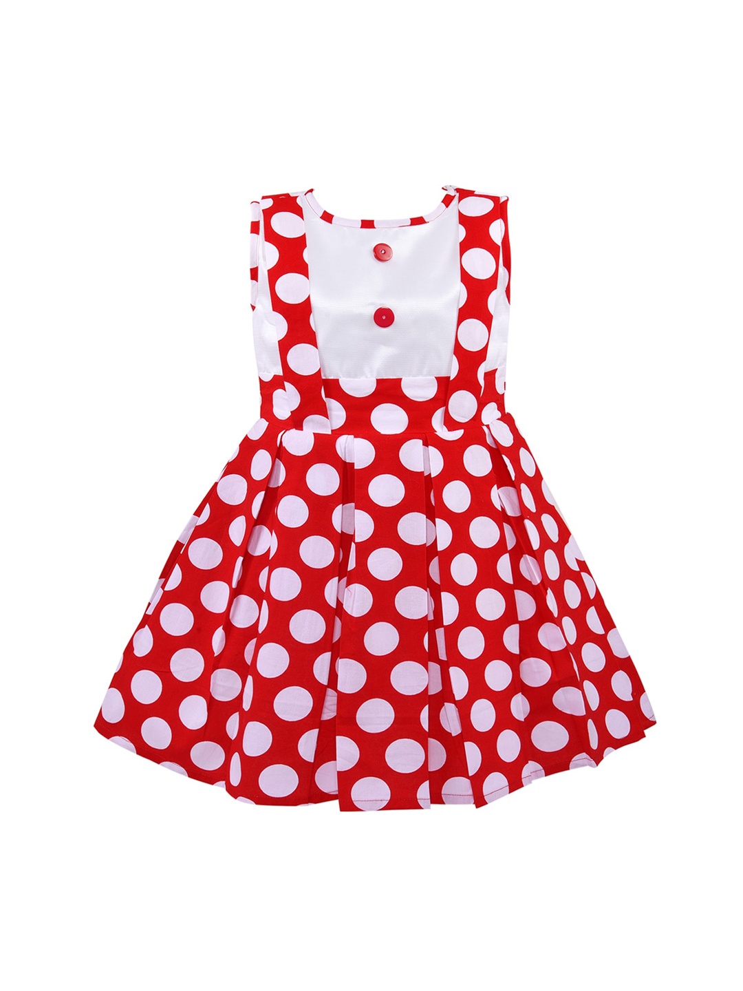 

Wish Karo Girls Red & White Polka Dot Printed Cotton Dress