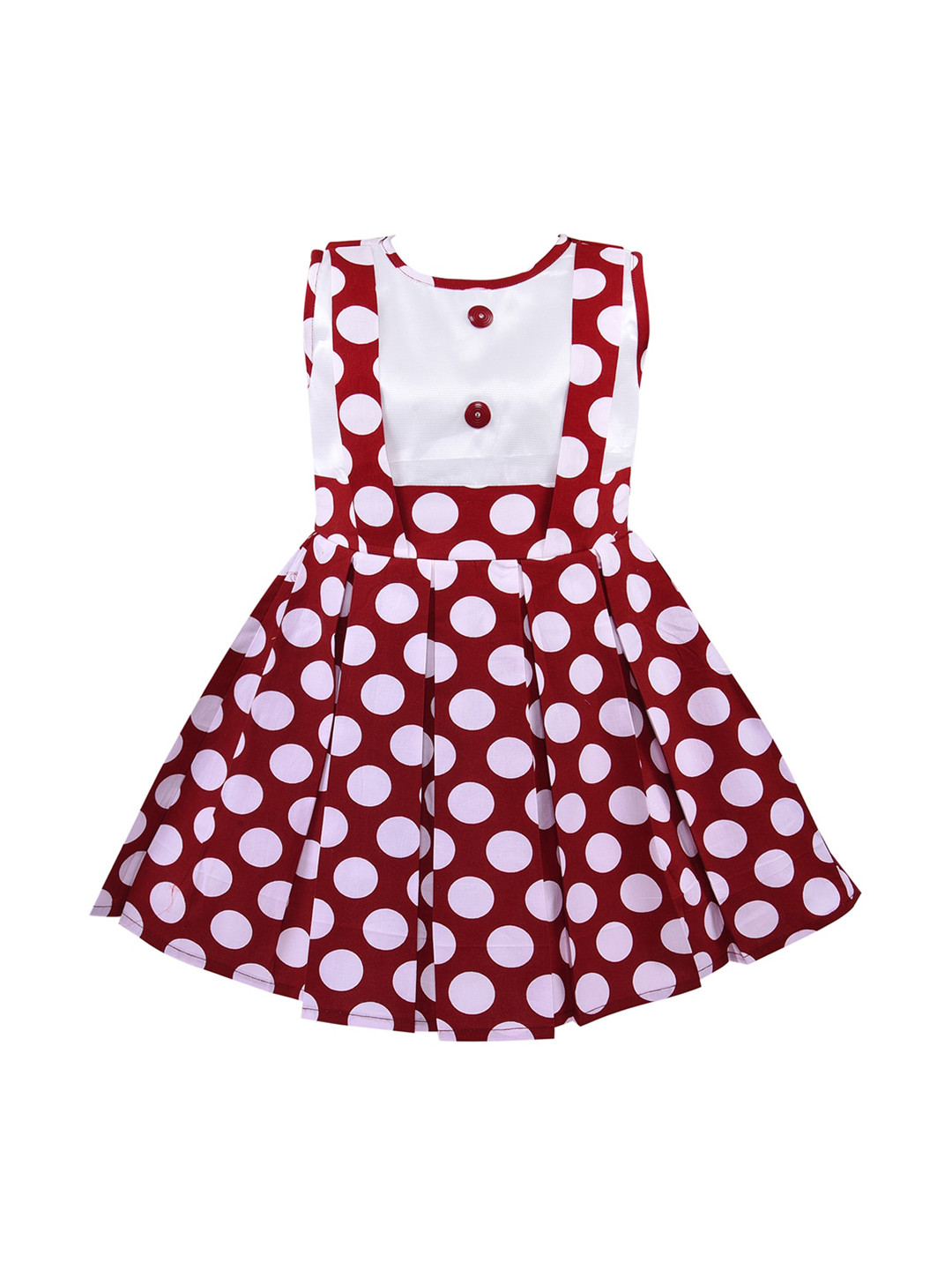 

Wish Karo Girls Maroon & White Polka Dot Printed Cotton Dress