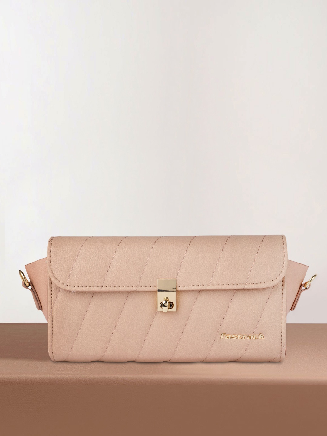 

Fastrack Peach-Coloured Quilted Sling Bag