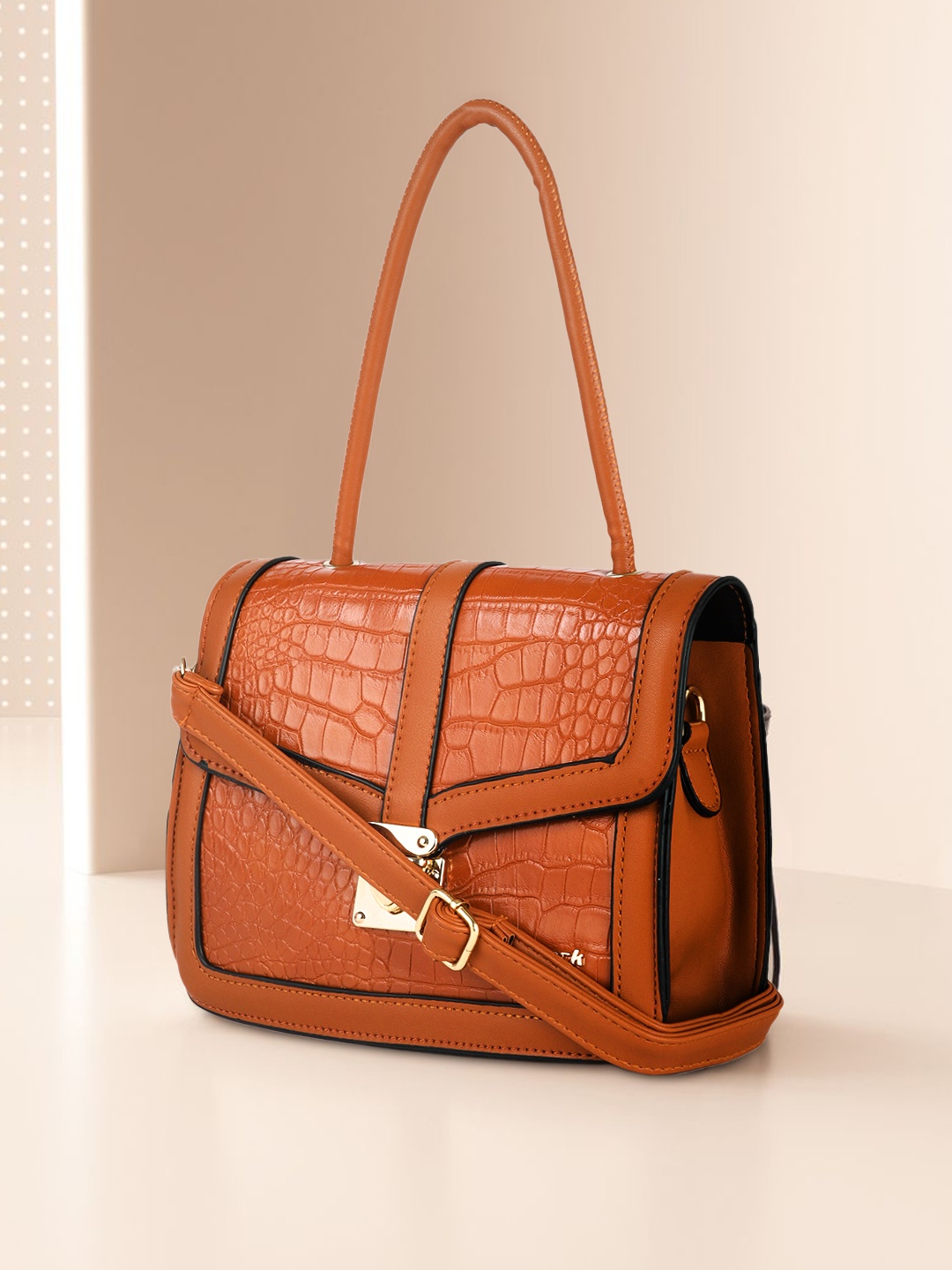 Fastrack Brown PU Structured Sling Bag